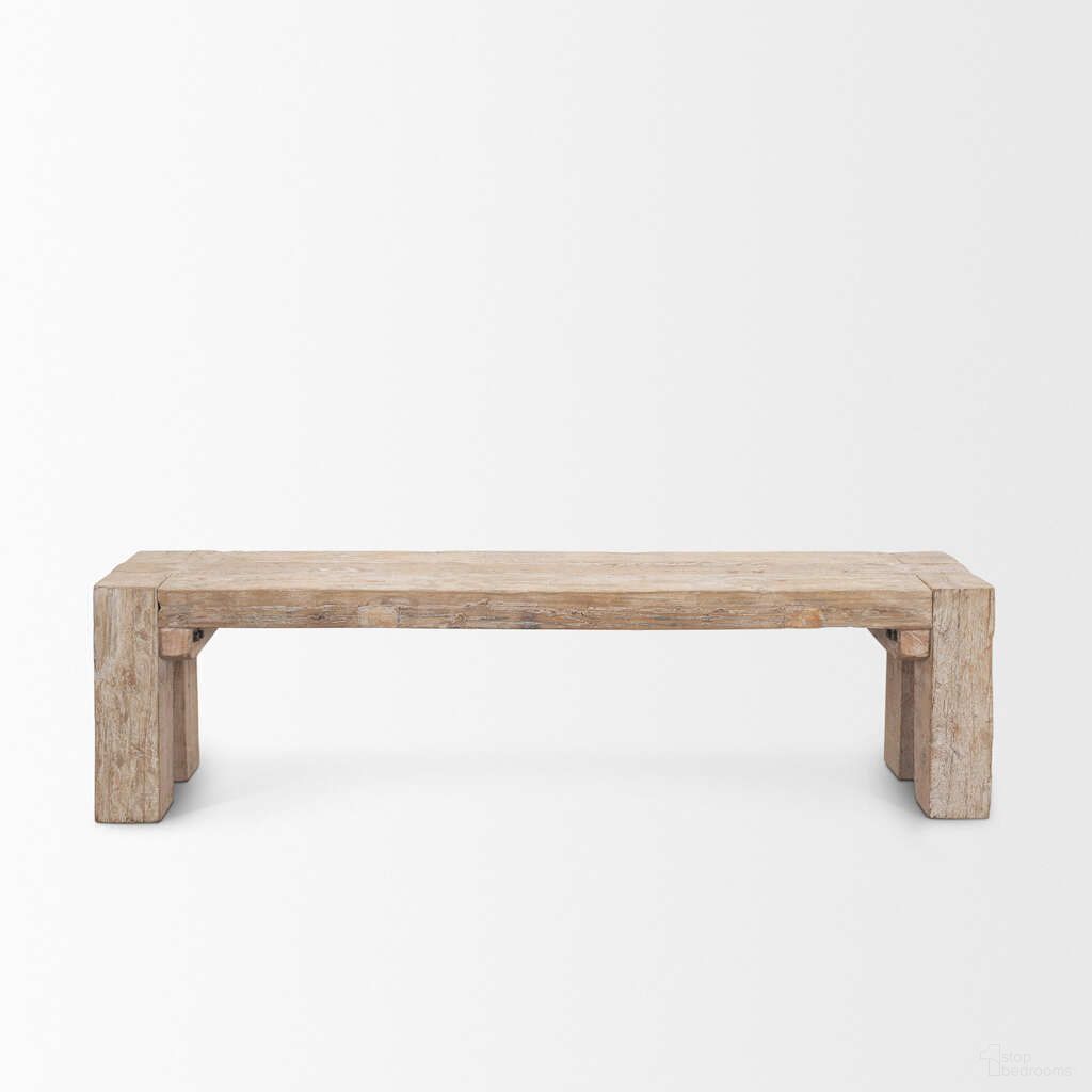 The appearance of Mcarthur Reclaimed Wood Bench In Brown designed by Mercana in the country / farmhouse interior design. This brown piece of furniture  was selected by 1StopBedrooms from Mcarthur Collection to add a touch of cosiness and style into your home. Sku: 71035. Material: Wood.