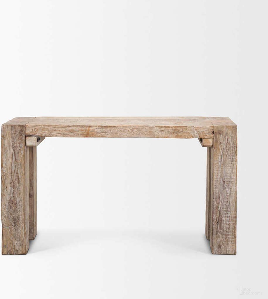 The appearance of Mcarthur Reclaimed Wood Console Table In Brown designed by Mercana in the country / farmhouse interior design. This brown piece of furniture  was selected by 1StopBedrooms from Mcarthur Collection to add a touch of cosiness and style into your home. Sku: 71034. Material: Wood.