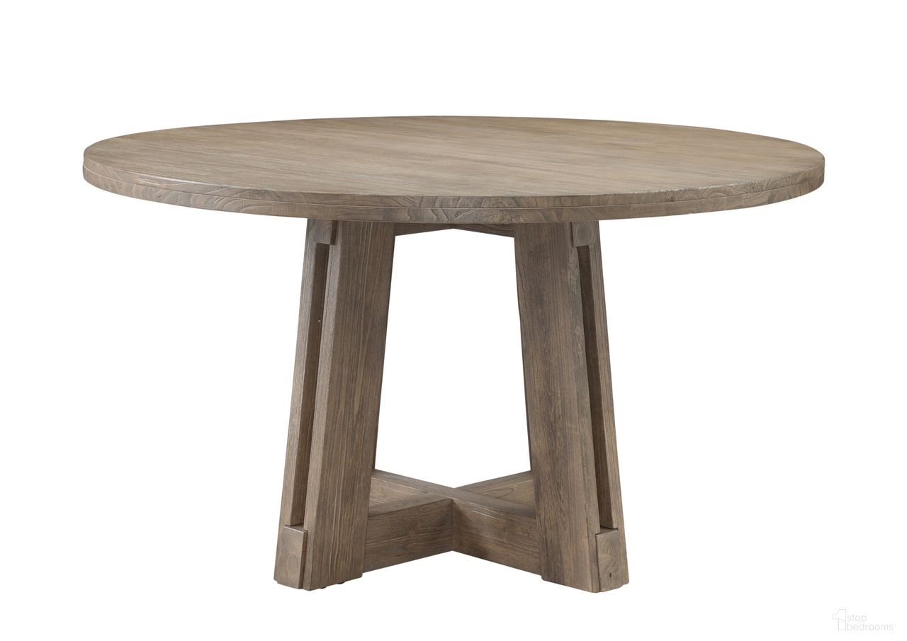 The appearance of Mcguire Round Dining Table In Natural designed by Bassett Mirror Company in the modern / contemporary interior design. This natural piece of furniture  was selected by 1StopBedrooms from Mcguire Collection to add a touch of cosiness and style into your home. Sku: 9439-DR-700B;9439-DR-700T. Table Base Style: Pedestal. Table Top Shape: Round. Material: Wood. Size: 54".