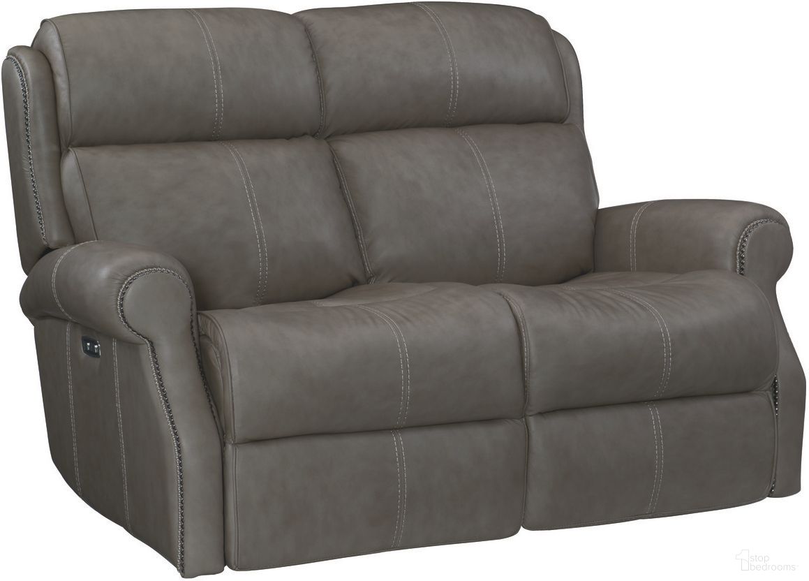 The appearance of McGwire Power Motion Loveseat designed by Bernhardt in the traditional interior design. This grey leather piece of furniture  was selected by 1StopBedrooms from McGwire Collection to add a touch of cosiness and style into your home. Sku: 295RLGO. Material: Wood. Upholstery Material: Leather.