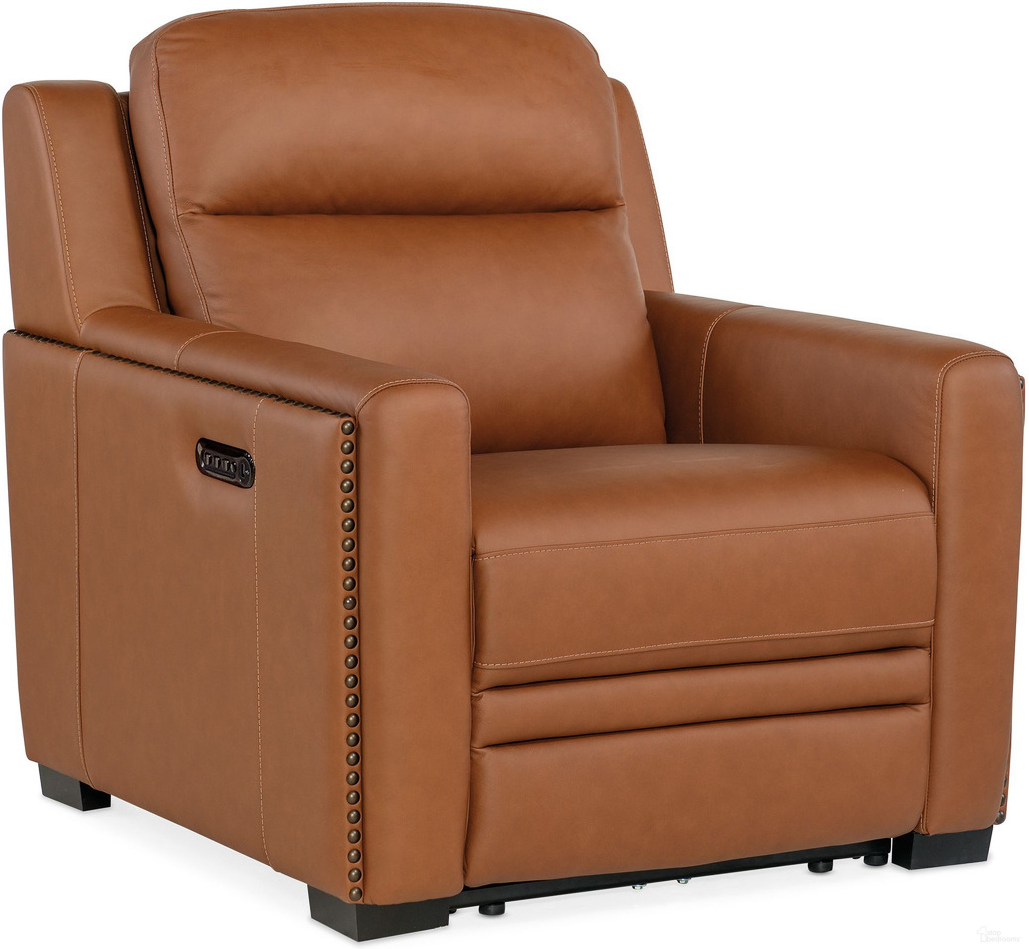 The appearance of MS Mckinley Power Recliner With Power Headrest And Lumbar In Brown designed by Hooker in the transitional interior design. This brown piece of furniture was selected by 1StopBedrooms from MS Collection to add a touch of cosiness and style into your home. Sku: SS105-PHL1-065. Material: Leather.