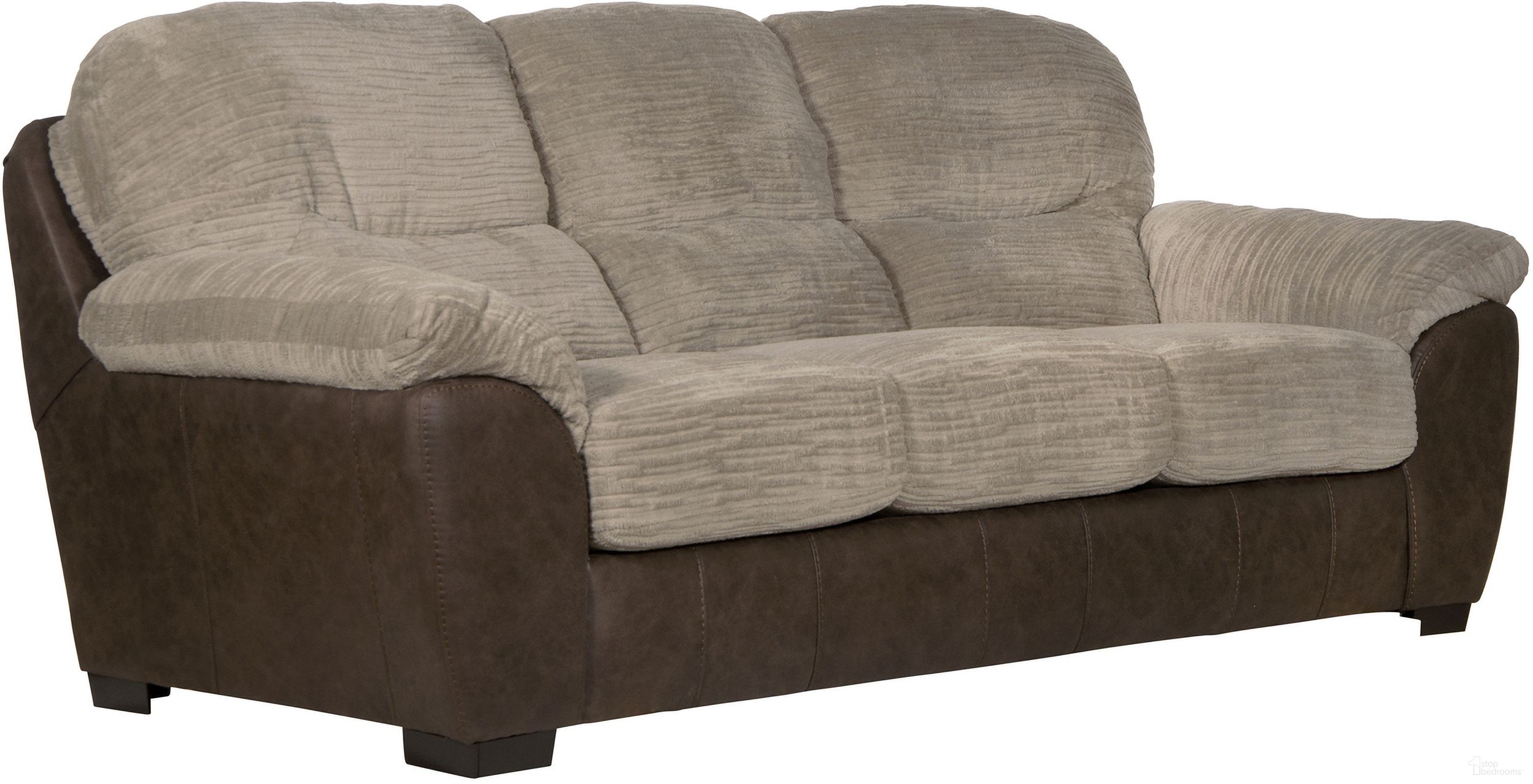The appearance of McMahon Sofa with Drop Down Table In Two-Tone designed by Jackson in the traditional interior design. This two-tone piece of furniture was selected by 1StopBedrooms from McMahon Collection to add a touch of cosiness and style into your home. Sku: 545523117689192136. Material: Fabric.