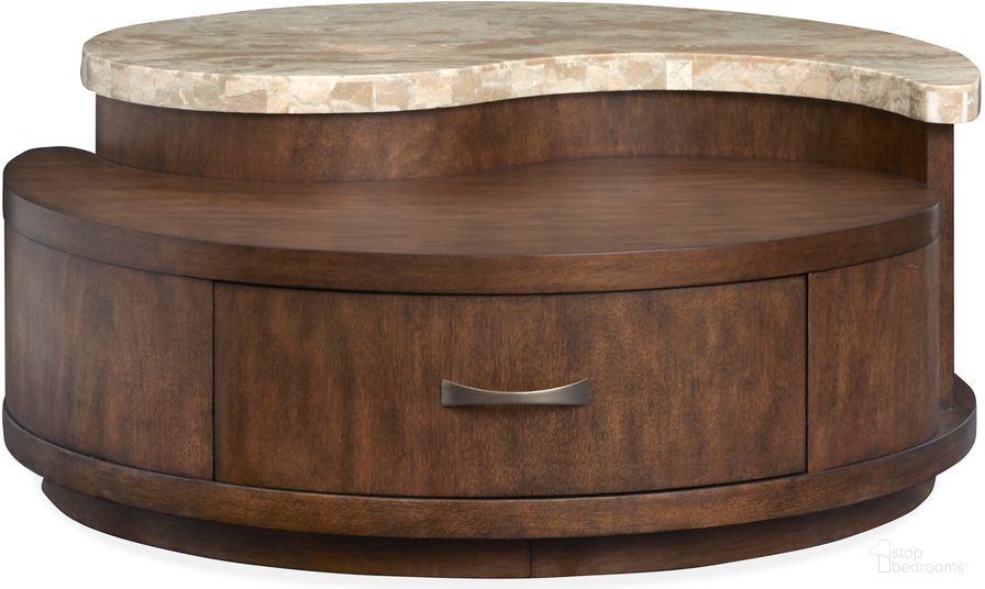 Mcpherson Round Cocktail Table With Casters In Burnt Umber