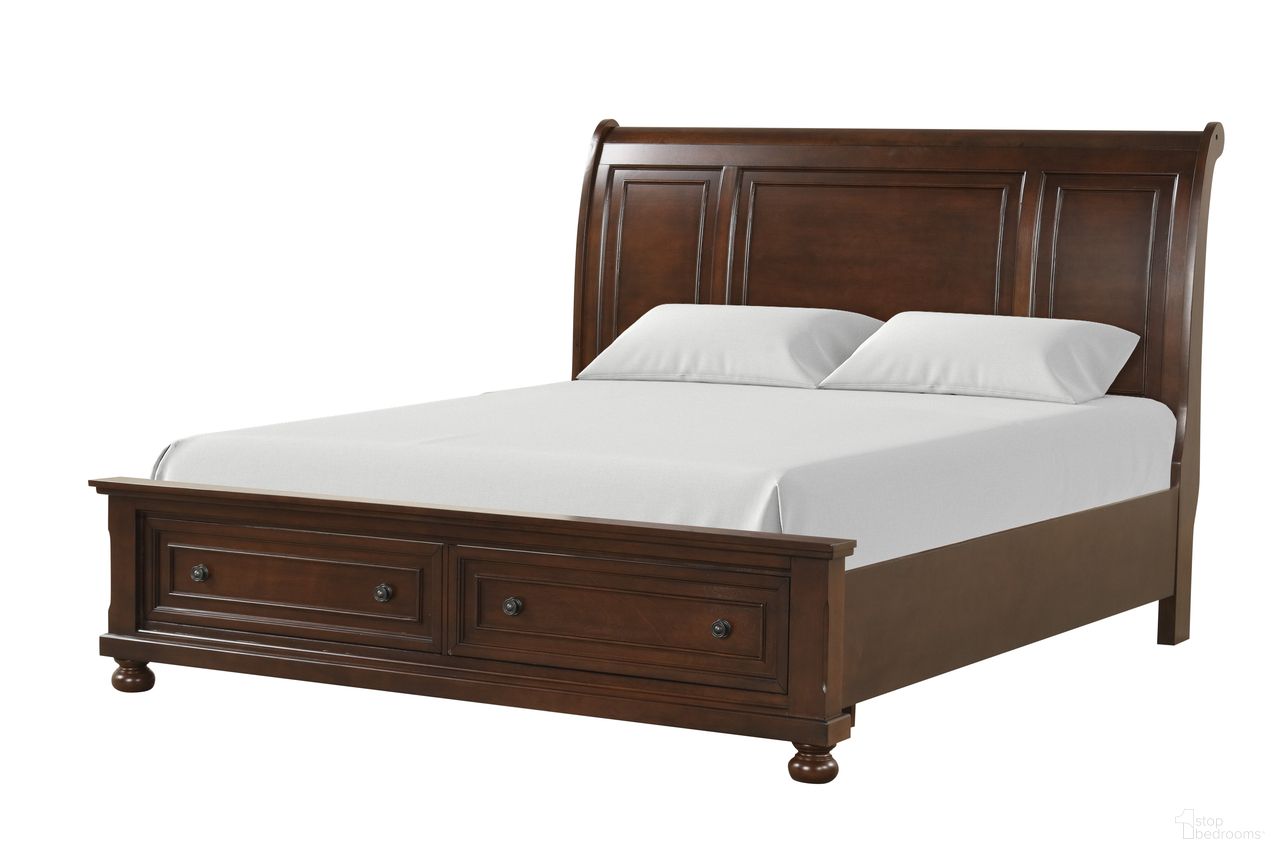 Meade King Sleigh Storage Bed In Dark Cherry