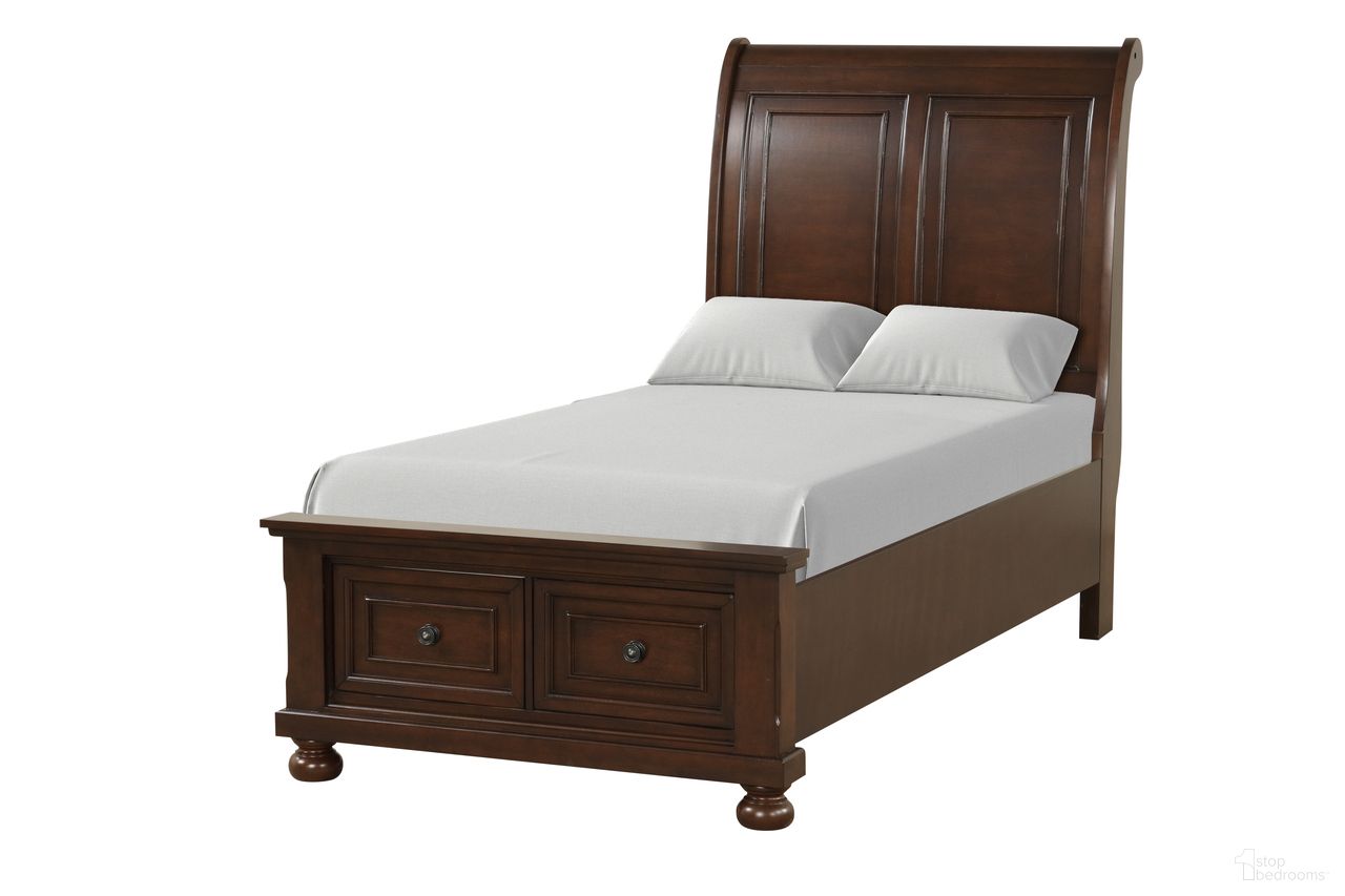 The appearance of Meade Twin Sleigh Storage Bed In Dark Cherry designed by Glory in the traditional interior design. This dark cherry piece of furniture was selected by 1StopBedrooms from Meade Collection to add a touch of cosiness and style into your home. Sku: G8910A-TB Box 1;G8910A-TB Box 2;G8910A-TB Box 3;G8910A-TB Box 4. Bed Type: Storage Bed. Material: Wood. Bed Size: Twin.
