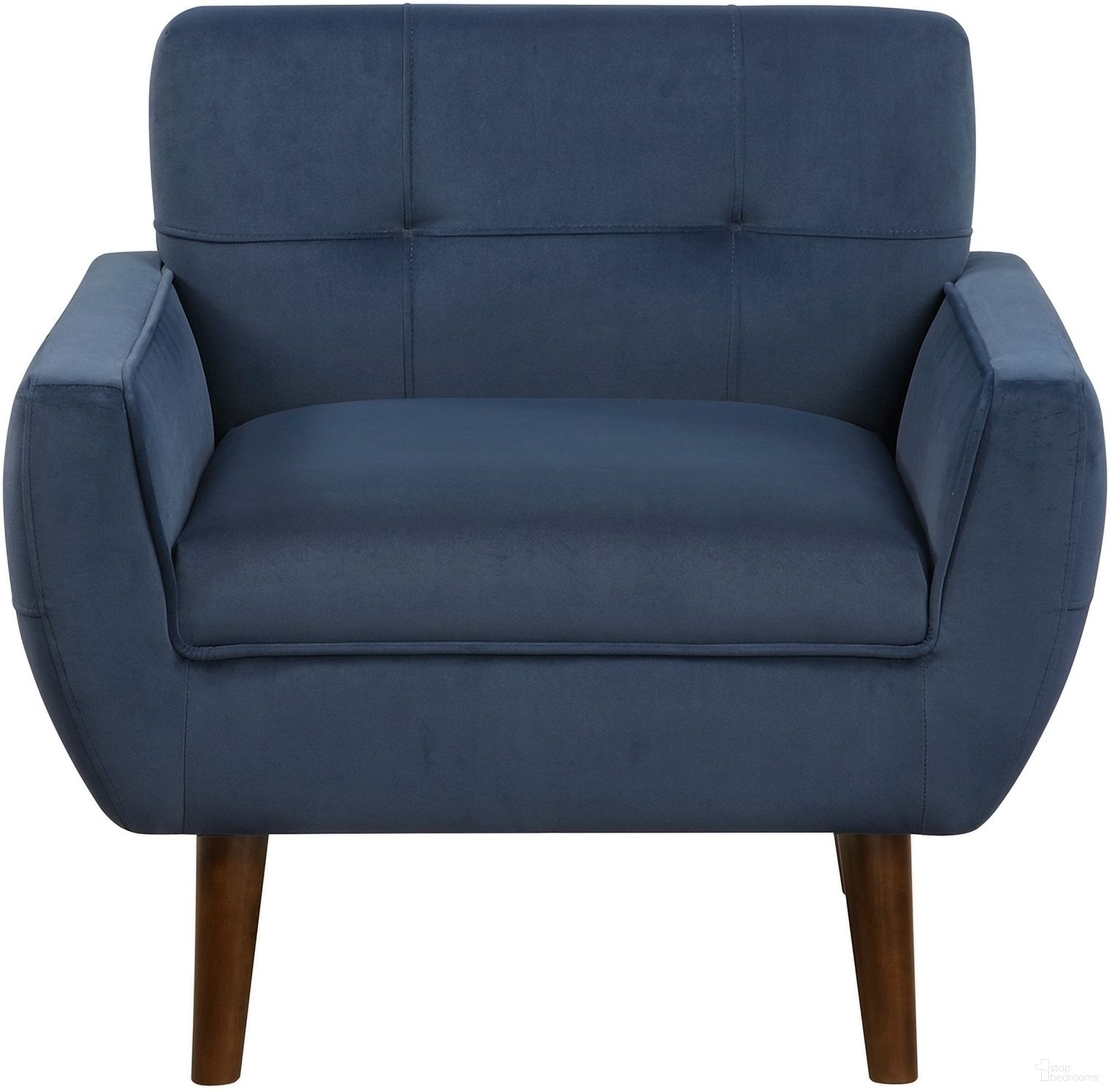 The appearance of Meadow Accent Chair In Blue designed by Homelegance in the transitional interior design. This blue piece of furniture was selected by 1StopBedrooms from Meadow Collection to add a touch of cosiness and style into your home. Sku: 1298BU-1. Material: Velvet.