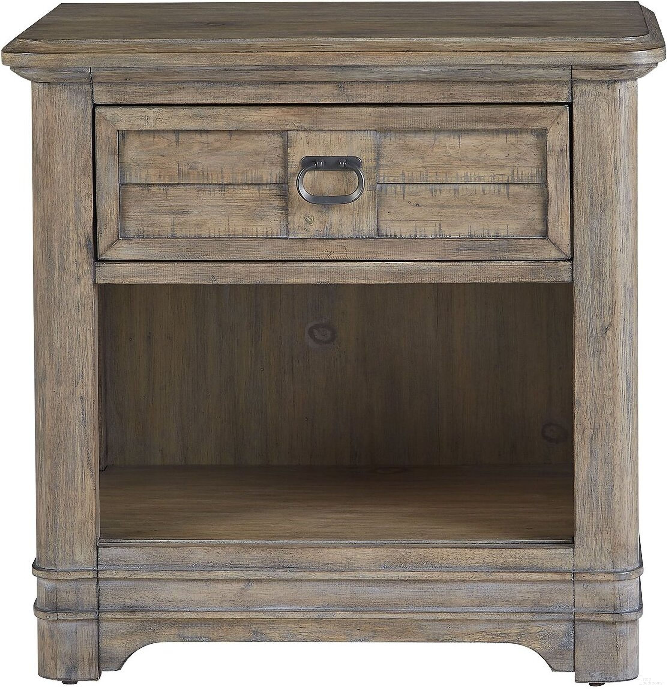 The appearance of Meadowbrook 1 Drawer Nightstand In Sand designed by American Woodcrafters in the country / farmhouse interior design. This sand piece of furniture was selected by 1StopBedrooms from Meadowbrook Collection to add a touch of cosiness and style into your home. Sku: 2600-410. Material: Hardwood.
