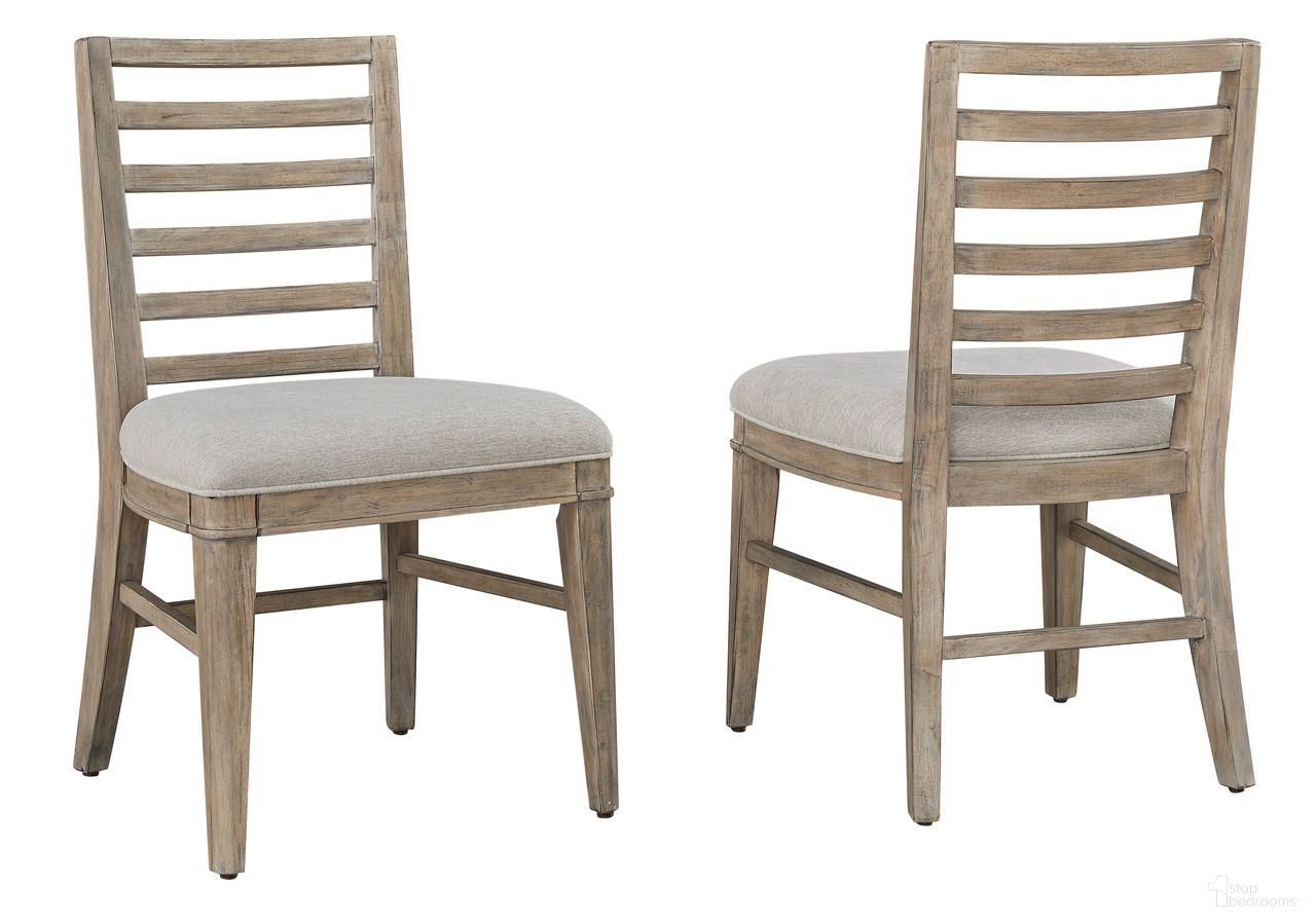 The appearance of Meadowbrook Ladder Side Chair Set of 2 In Sand designed by American Woodcrafters in the coastal interior design. This sand piece of furniture was selected by 1StopBedrooms from Meadowbrook Collection to add a touch of cosiness and style into your home. Sku: D-2600-670. Material: Hardwood. Chair Type: Side Chair.