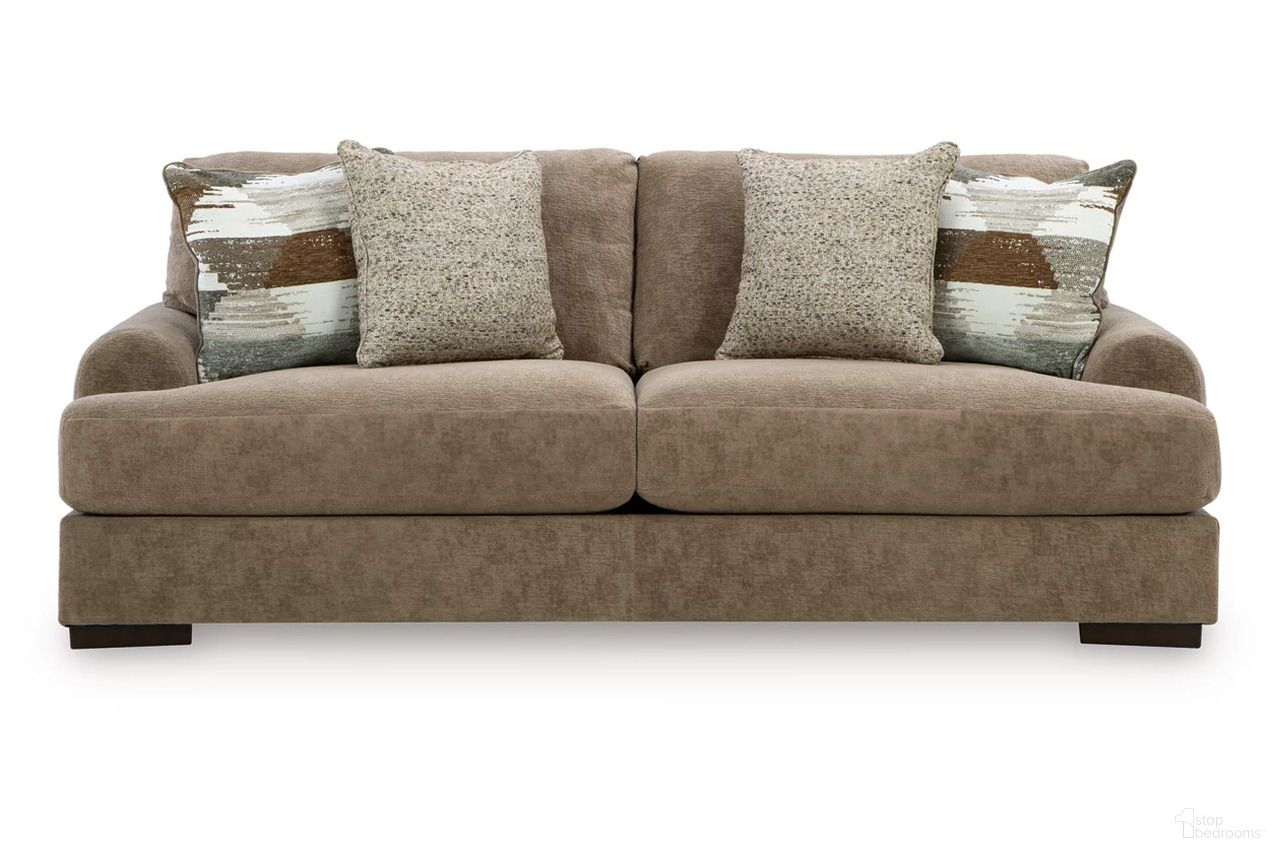 The appearance of Meadowleaf Sofa In Pecan designed by Signature Design by Ashley in the modern / contemporary interior design. This pecan piece of furniture  was selected by 1StopBedrooms from Meadowleaf Collection to add a touch of cosiness and style into your home. Sku: NC8150538. Material: Fabric.