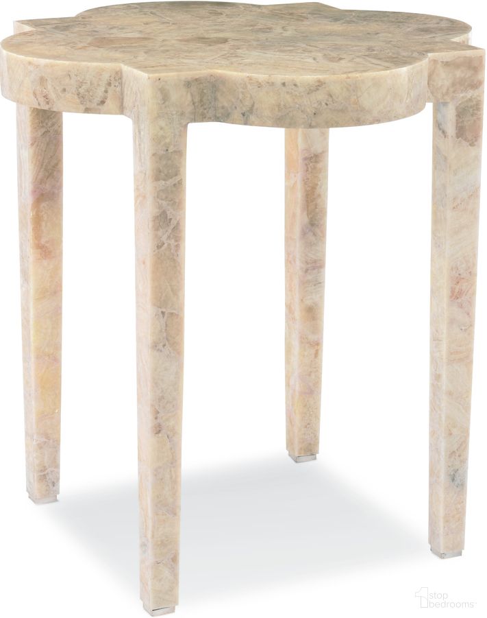 Medallion Stone Side Table In Antique Silver