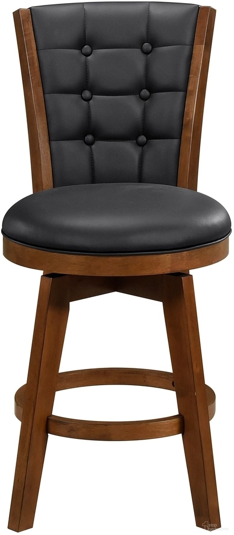 The appearance of Medford Swivel Counter Height Chair Set of 2 In Chestnut and Black designed by Homelegance in the modern / contemporary interior design. This chestnut and black piece of furniture was selected by 1StopBedrooms from Medford Collection to add a touch of cosiness and style into your home. Sku: 5505-24BKS. Material: Faux Leather.