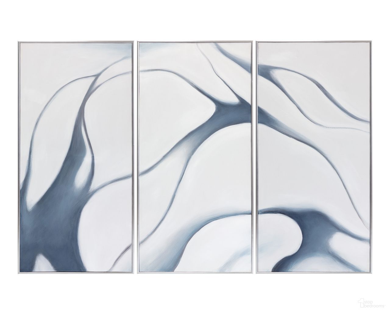 Meditation 30" x 60" Accent Wall Art Set of 3 In Silver