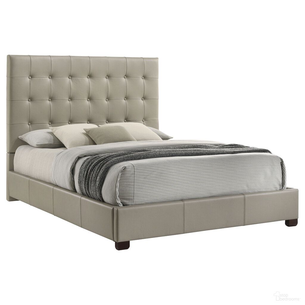 Medley Genuine Leather Queen Panel Platform Bed In Tan