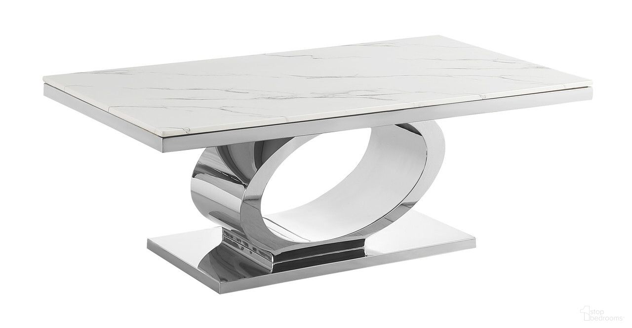 The appearance of Megan Coffee Table In White Marble and Stainless Steel Oval Base designed by Best Quality Furniture in the modern / contemporary interior design. This white/stainless steel piece of furniture  was selected by 1StopBedrooms from Megan Collection to add a touch of cosiness and style into your home. Sku: CT430-T;CT430-B. Material: Marble.