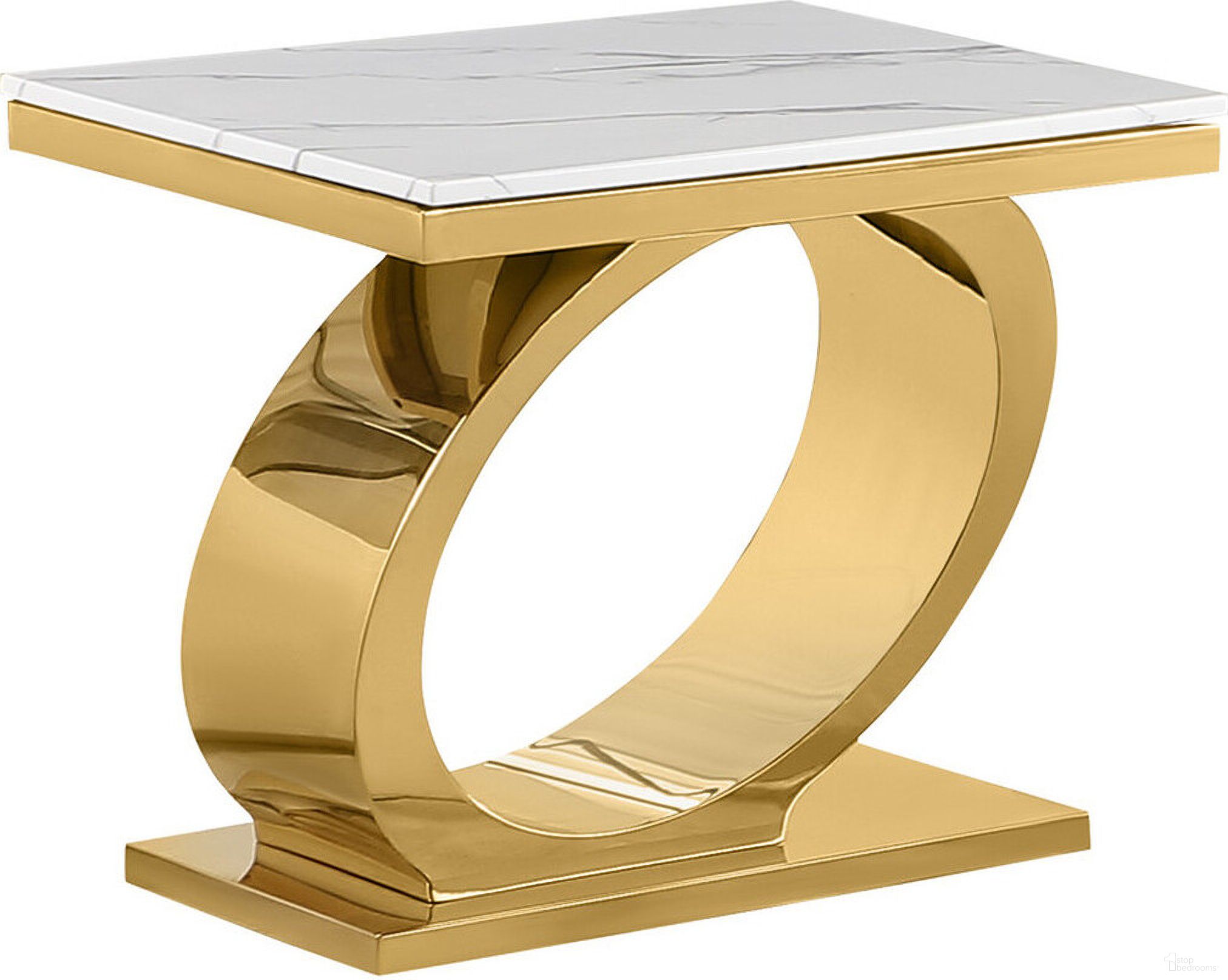 The appearance of Megan End Table In White Marble and Gold Stainless Steel Oval Base designed by Best Quality Furniture in the modern / contemporary interior design. This white and gold piece of furniture  was selected by 1StopBedrooms from Megan Collection to add a touch of cosiness and style into your home. Sku: CT434-T;CT434-B. Material: Marble.