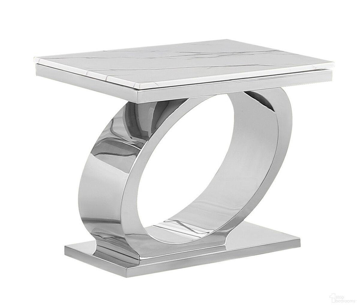 The appearance of Megan End Table In White Marble and Stainless Steel Oval Base designed by Best Quality Furniture in the modern / contemporary interior design. This white/stainless steel piece of furniture  was selected by 1StopBedrooms from Megan Collection to add a touch of cosiness and style into your home. Sku: CT431-T;CT431-B. Material: Marble.