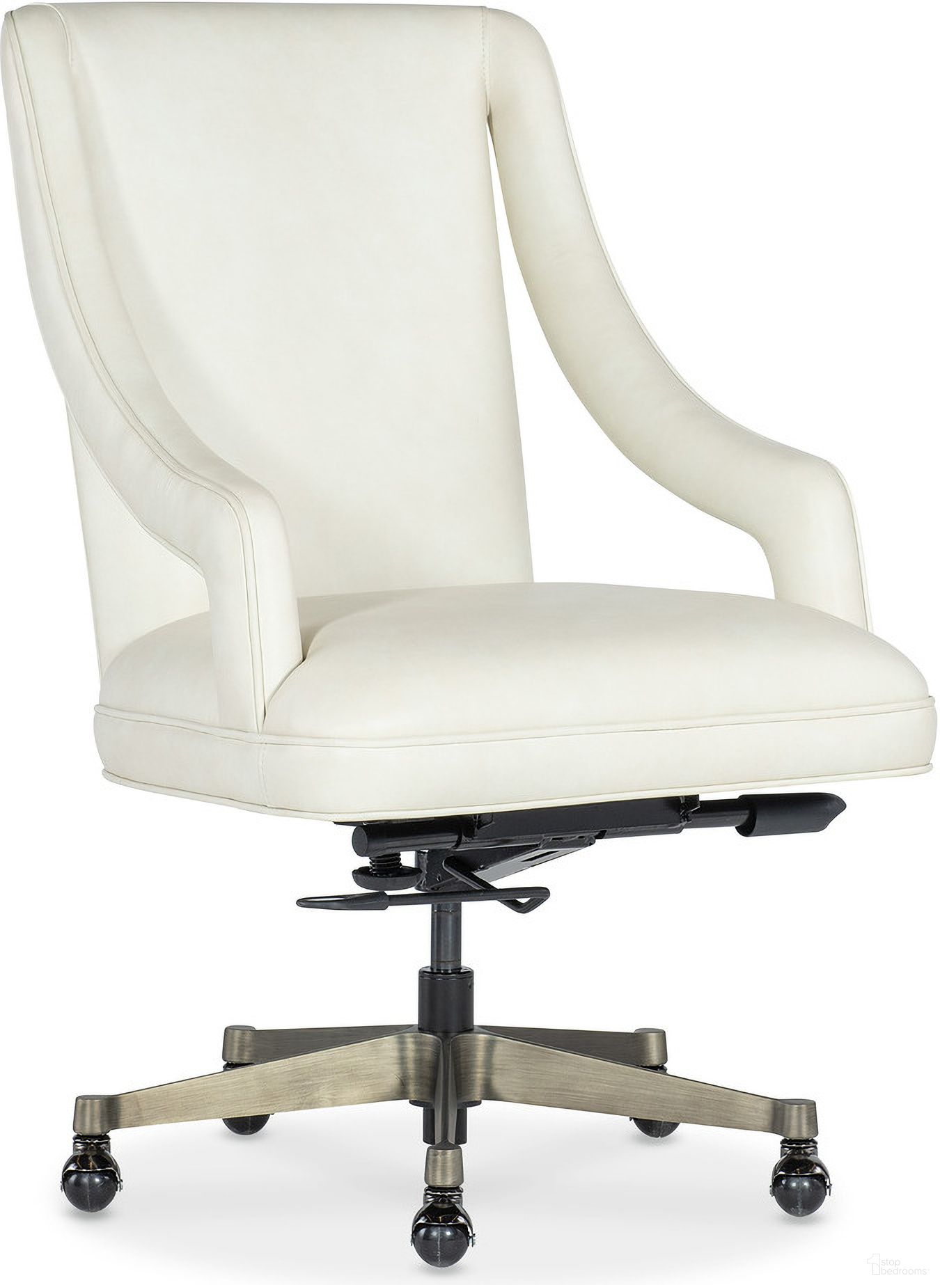 The appearance of Meira Executive Swivel Tilt Chair In White designed by Hooker in the modern / contemporary interior design. This white piece of furniture was selected by 1StopBedrooms from EC Collection to add a touch of cosiness and style into your home. Sku: EC210-001. Material: Leather.