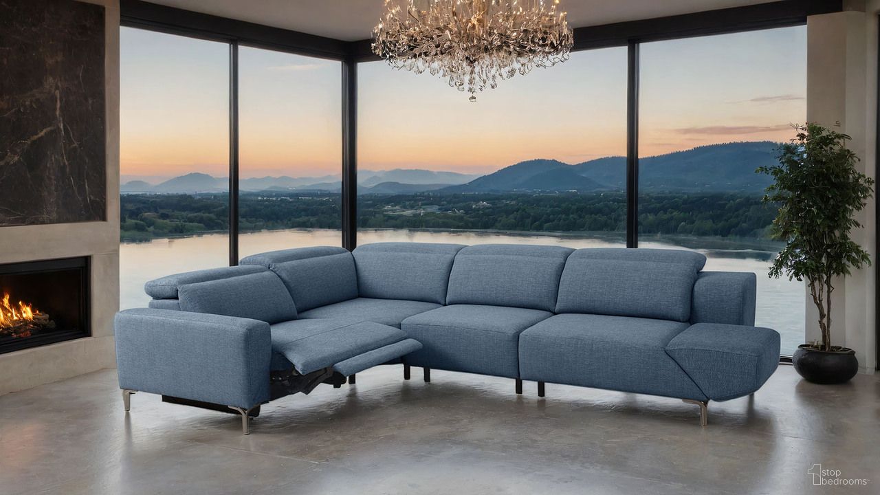 The appearance of Melancton Power Sectional In Blue designed by Furniture of America in the modern / contemporary interior design. This blue piece of furniture was selected by 1StopBedrooms from Melancton Collection to add a touch of cosiness and style into your home. Sku: CM9933BL-AC;CM9933BL-CNR;CM9933BL-LCH-PM;CM9933BL-RCH-PM. Layout: L-Shape. Material: Hardwood.