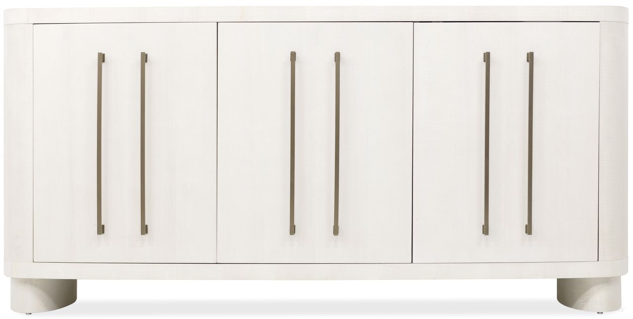 The appearance of Melange Bar None Credenza In White designed by Hooker in the transitional interior design. This white piece of furniture  was selected by 1StopBedrooms from Melange Collection to add a touch of cosiness and style into your home. Sku: 628-75010-05. Material: Maple.