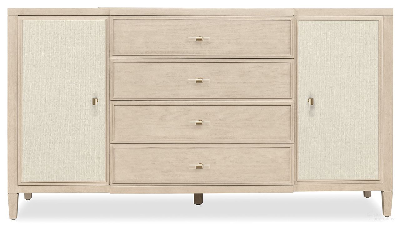 The appearance of Melange Be My Guest Dresser In Beige and Oak designed by Hooker in the transitional interior design. This beige/oak piece of furniture was selected by 1StopBedrooms from Melange Collection to add a touch of cosiness and style into your home. Sku: 628-90001-80. Material: Oak Veneer.