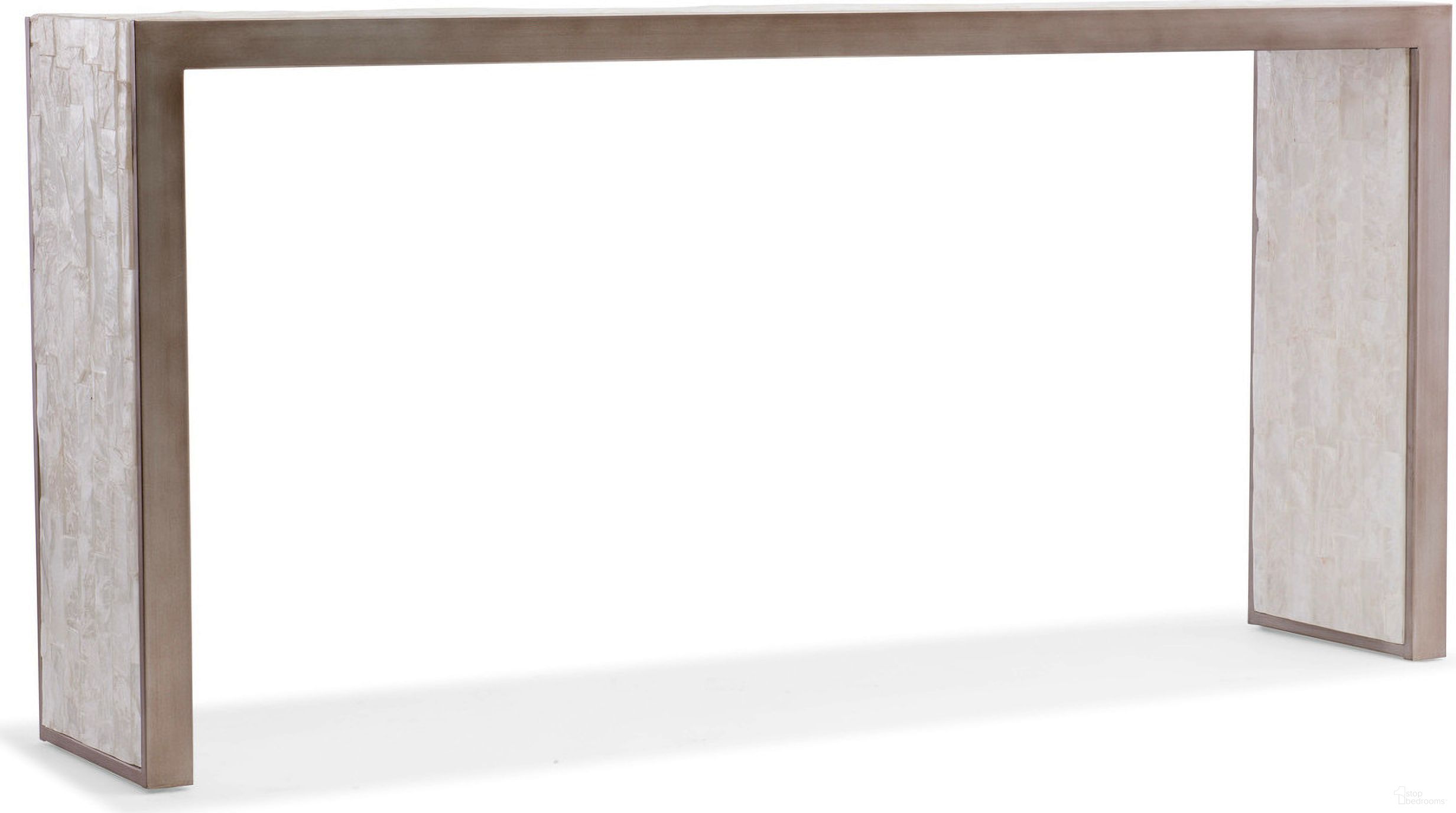 The appearance of Melange Beige Emma Console Table designed by Hooker in the modern / contemporary interior design. This beige piece of furniture was selected by 1StopBedrooms from Melange Collection to add a touch of cosiness and style into your home. Sku: 638-85302-MULTI. Material: Stone.