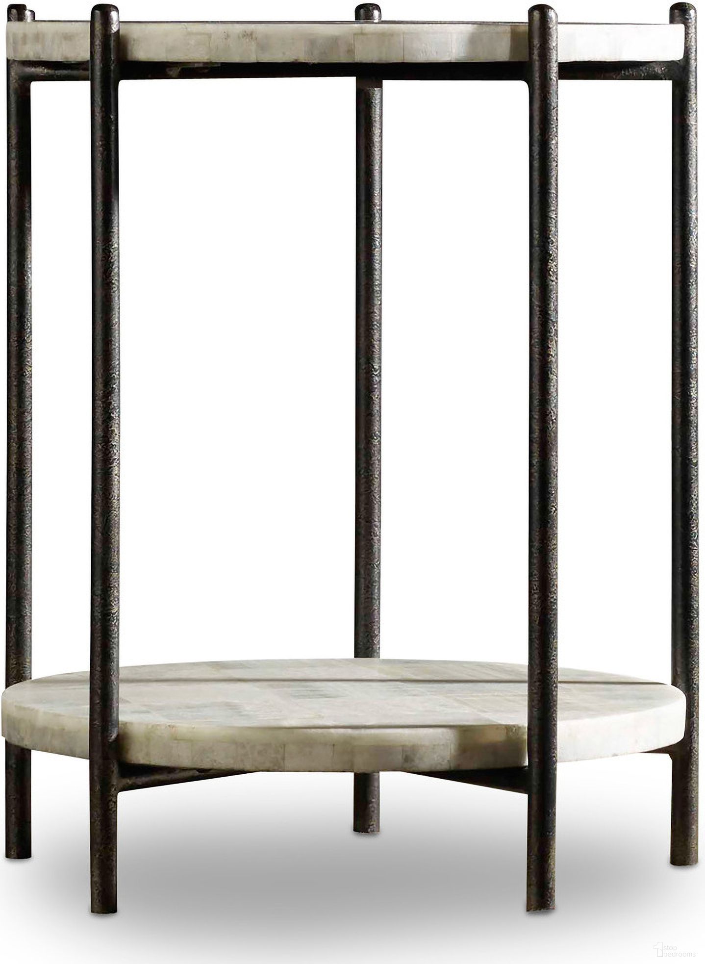 The appearance of Melange Black Blythe Accent Table designed by Hooker in the transitional interior design. This black piece of furniture  was selected by 1StopBedrooms from Melange Collection to add a touch of cosiness and style into your home. Sku: 638-50267. Material: Metal.