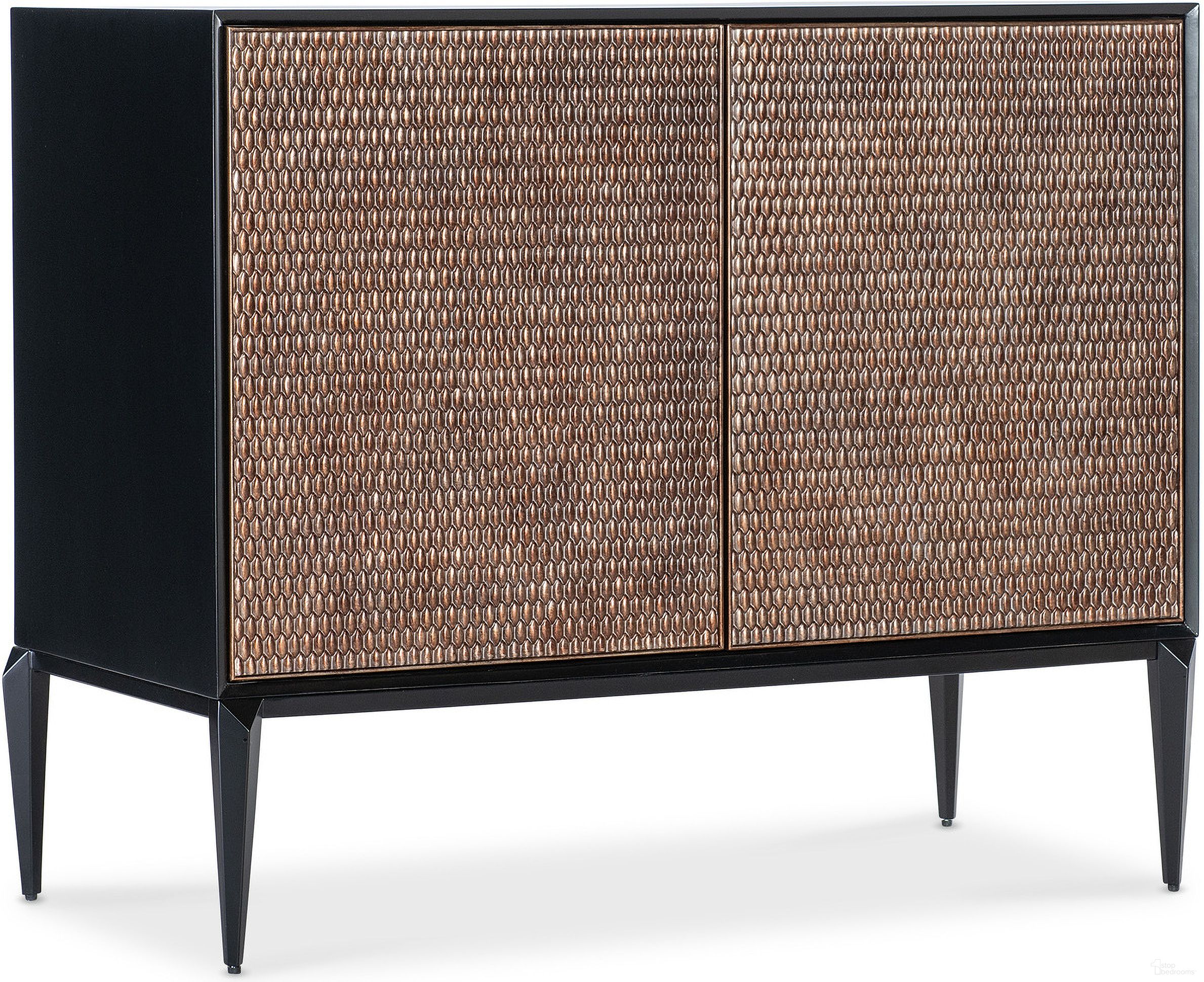 The appearance of Melange Boucle Accent Chest In Black designed by Hooker in the transitional interior design. This black piece of furniture  was selected by 1StopBedrooms from Melange Collection to add a touch of cosiness and style into your home. Sku: 628-50204-99. Material: Maple.
