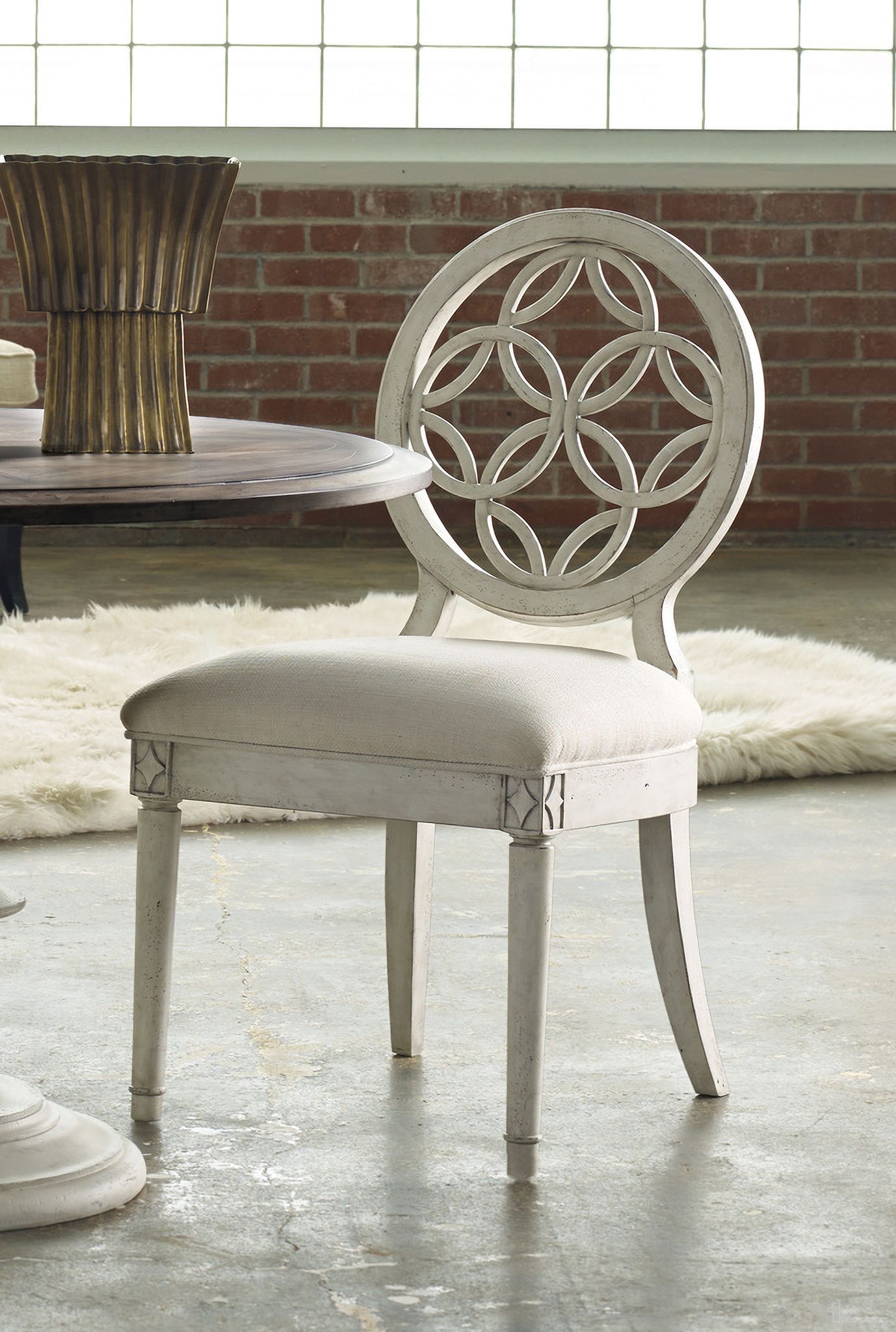 The appearance of Melange Brynlee White Side Chair Set of 2 designed by Hooker in the transitional interior design. This white piece of furniture  was selected by 1StopBedrooms from Melange Collection to add a touch of cosiness and style into your home. Sku: 638-75006. Material: Wood. Chair Type: Side Chair.