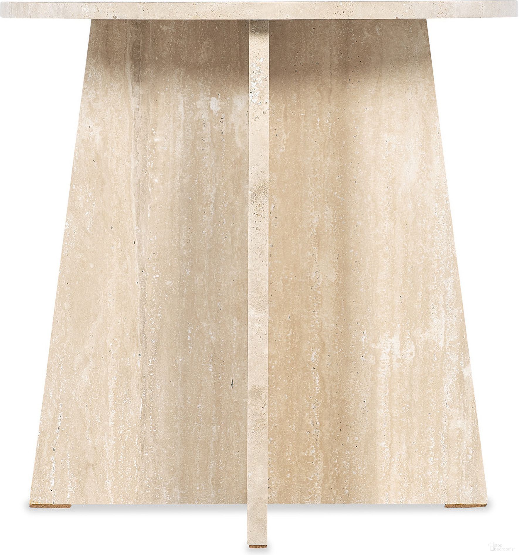 The appearance of Melange Cirque End Table In White and Cream designed by Hooker in the transitional interior design. This white/cream piece of furniture  was selected by 1StopBedrooms from Melange Collection to add a touch of cosiness and style into your home. Sku: 628-80592-00. Material: Travertine.