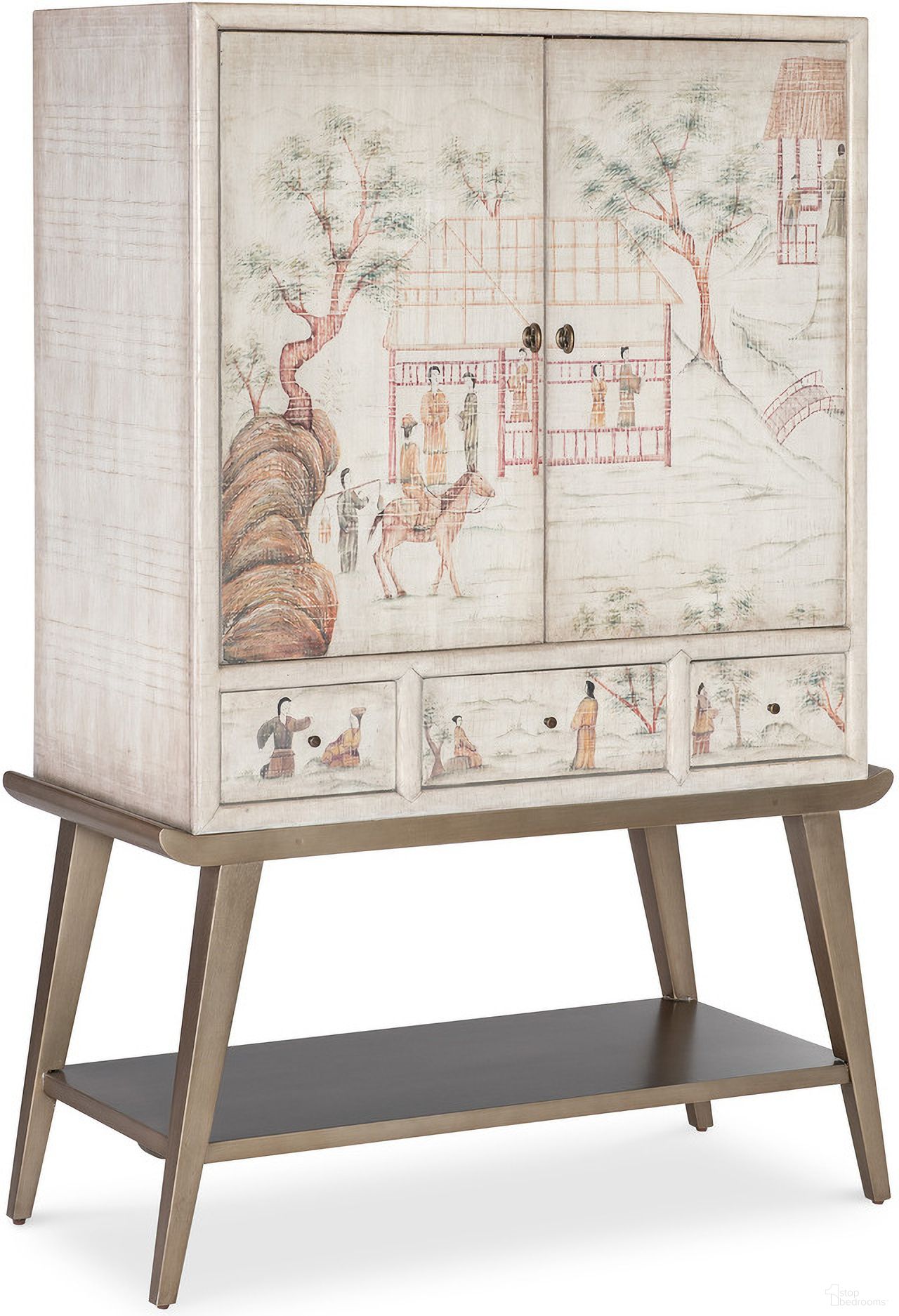 The appearance of Melange Dynasty Accent Chest In Cream designed by Hooker in the transitional interior design. This cream piece of furniture was selected by 1StopBedrooms from Melange Collection to add a touch of cosiness and style into your home. Sku: 628-85711-05. Material: Wood.