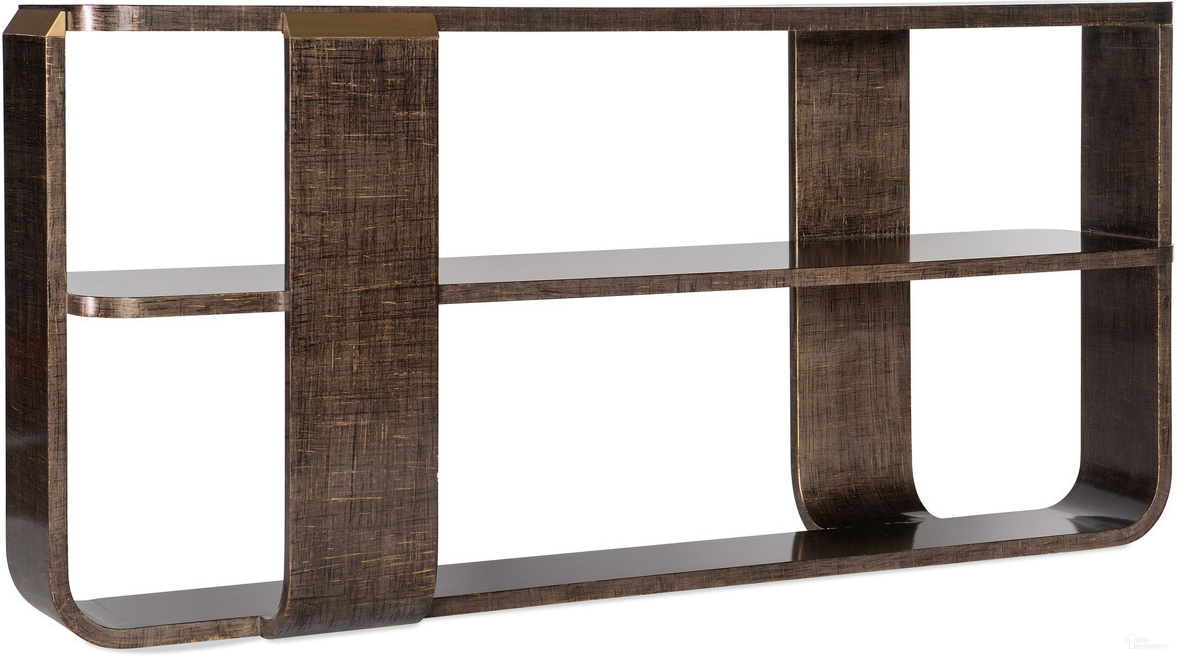 The appearance of Melange Edmun Sofa Table designed by Hooker in the transitional interior design. This dark wood piece of furniture  was selected by 1StopBedrooms from Melange Collection to add a touch of cosiness and style into your home. Sku: 628-85140-89. Material: Maple.