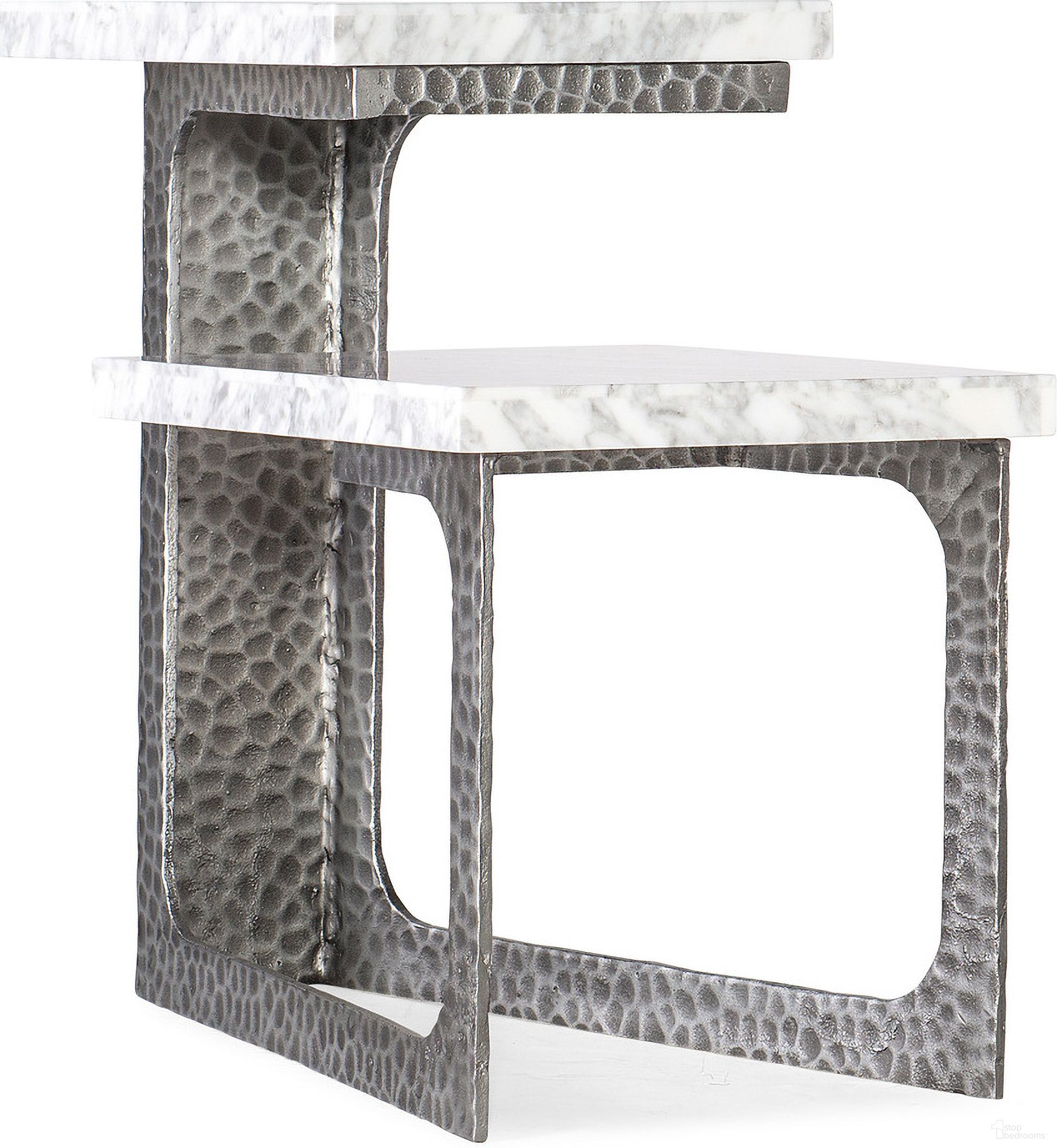 The appearance of Melange Georgie Side Table designed by Hooker in the transitional interior design. This silver piece of furniture was selected by 1StopBedrooms from Melange Collection to add a touch of cosiness and style into your home. Sku: 628-50035-00. Material: Marble.