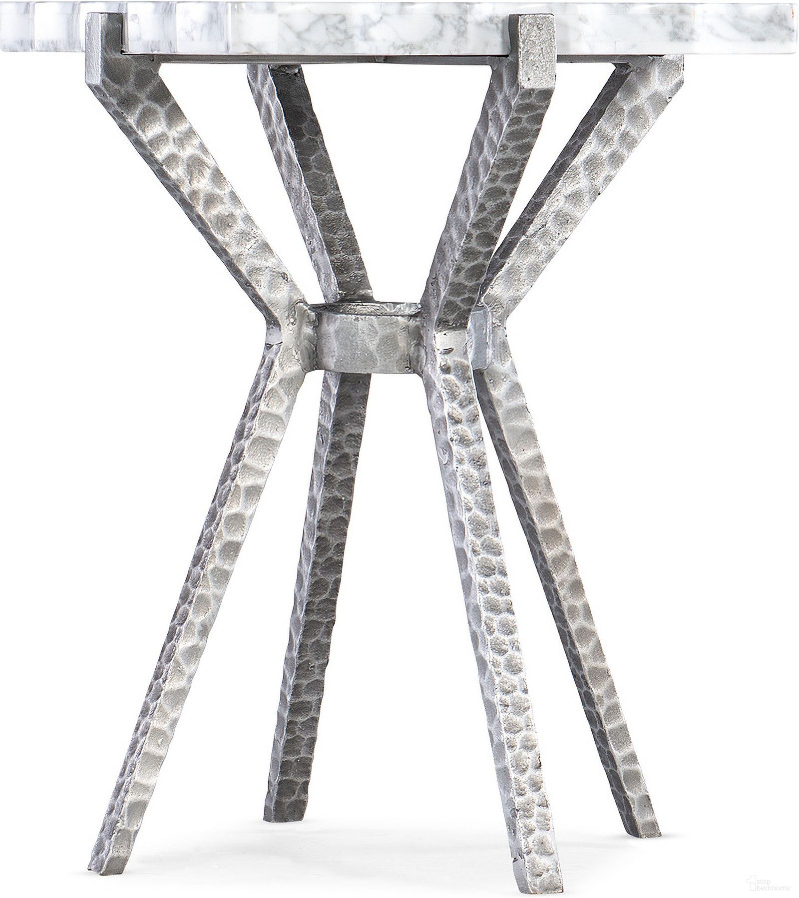The appearance of Melange Glendon Side Table designed by Hooker in the transitional interior design. This silver piece of furniture was selected by 1StopBedrooms from Melange Collection to add a touch of cosiness and style into your home. Sku: 628-50032-00. Material: Marble.
