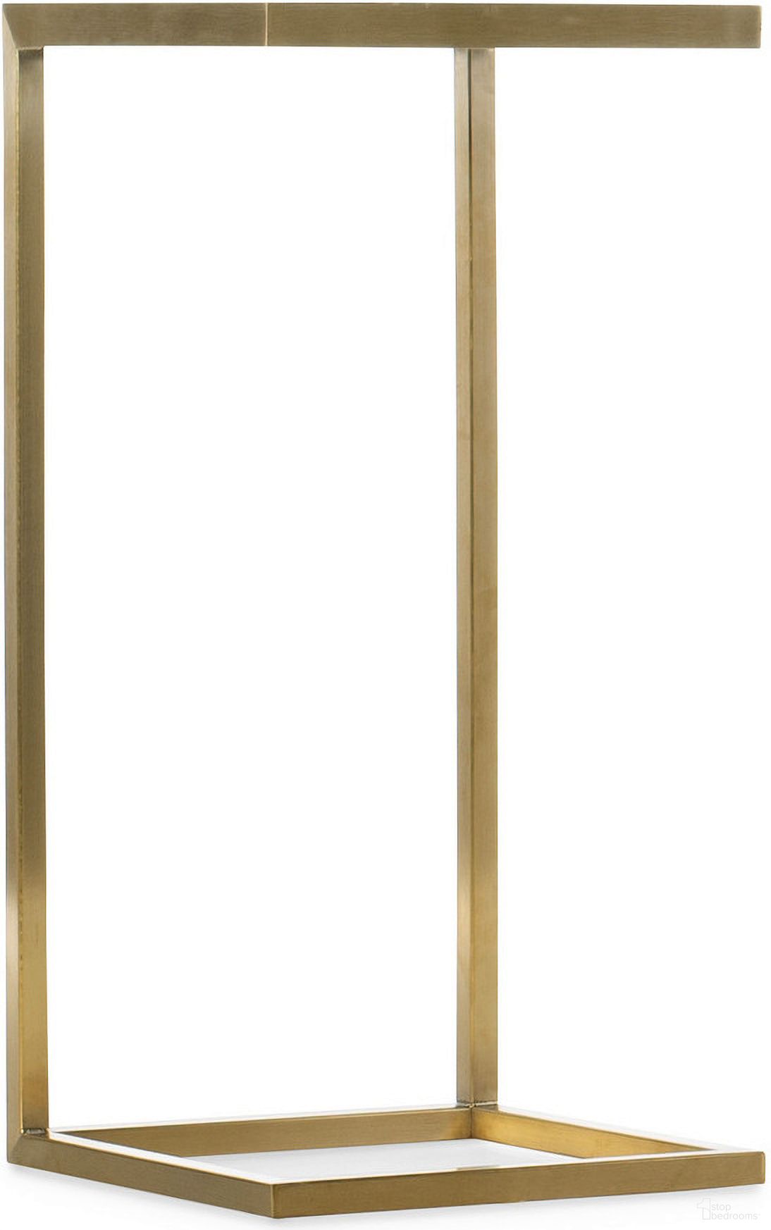 The appearance of Melange Holmes C-Shaped Accent Table designed by Hooker in the transitional interior design. This gold piece of furniture  was selected by 1StopBedrooms from Melange Collection to add a touch of cosiness and style into your home. Sku: 638-50535-00. Material: Stainless Steel.