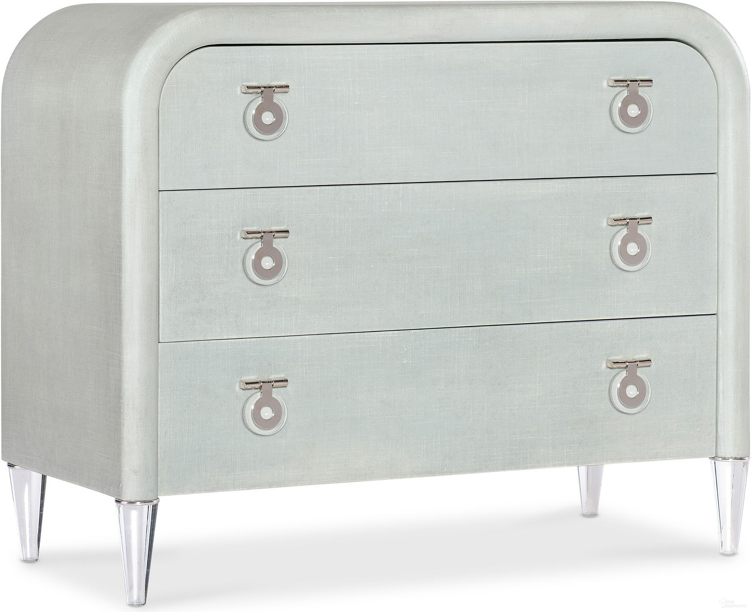 The appearance of Melange Julip Accent Chest In Green designed by Hooker in the transitional interior design. This green piece of furniture was selected by 1StopBedrooms from Melange Collection to add a touch of cosiness and style into your home. Sku: 628-50205-35. Material: Wood.