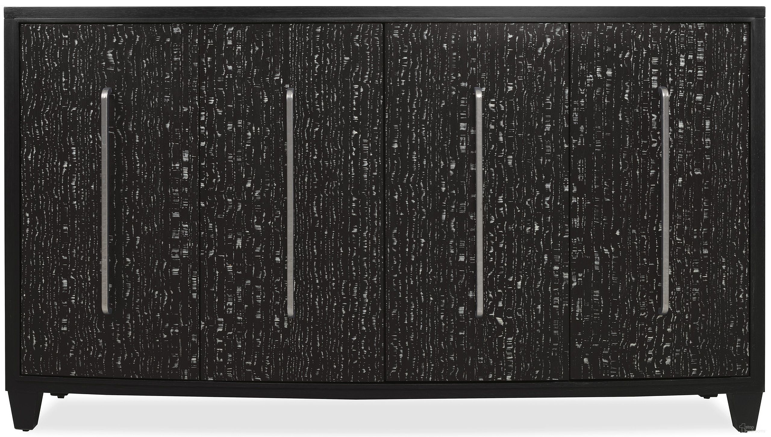 The appearance of Melange Midnight Credenza In Black and White designed by Hooker in the transitional interior design. This black/white piece of furniture was selected by 1StopBedrooms from Melange Collection to add a touch of cosiness and style into your home. Sku: 628-85740-99. Material: Oak Veneer.