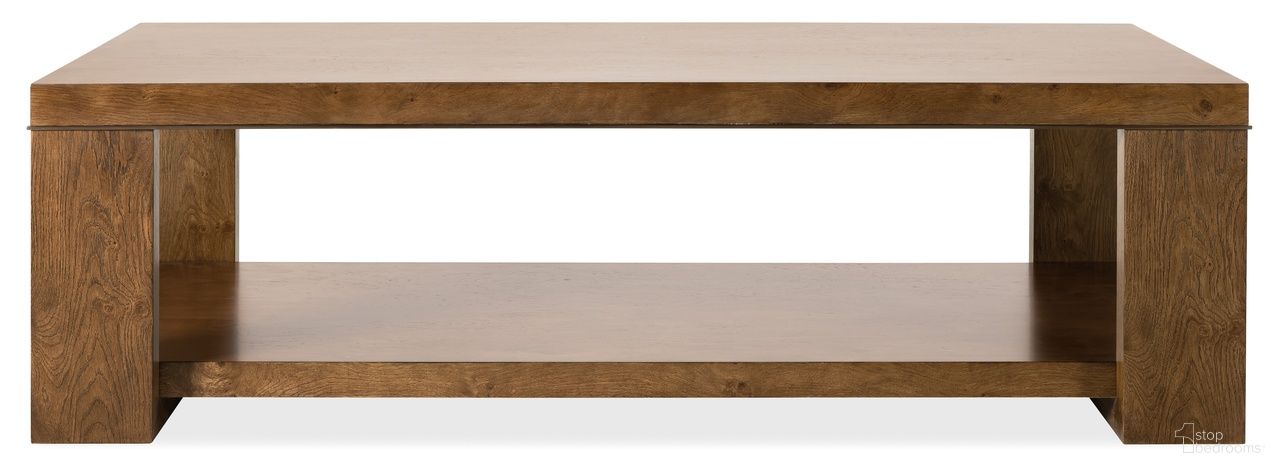 The appearance of Melange Mulholland Rectangle Cocktail Table In Golden Brown designed by Hooker in the transitional interior design. This golden brown piece of furniture  was selected by 1StopBedrooms from Melange Collection to add a touch of cosiness and style into your home. Sku: 628-80605-82. Material: Solid Oak.