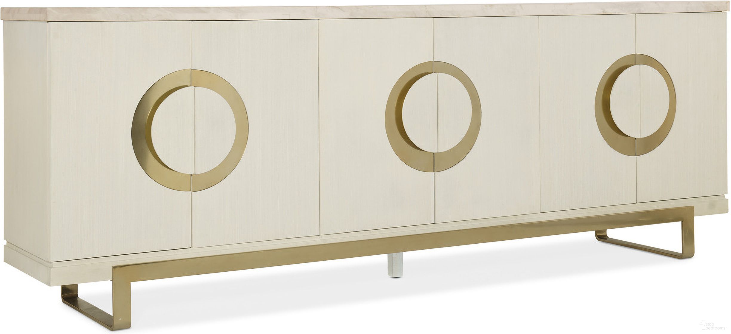 The appearance of Melange White Noelle Credenza designed by Hooker in the transitional interior design. This white piece of furniture  was selected by 1StopBedrooms from Melange Collection to add a touch of cosiness and style into your home. Sku: 638-55021-WH. Material: Veneer.