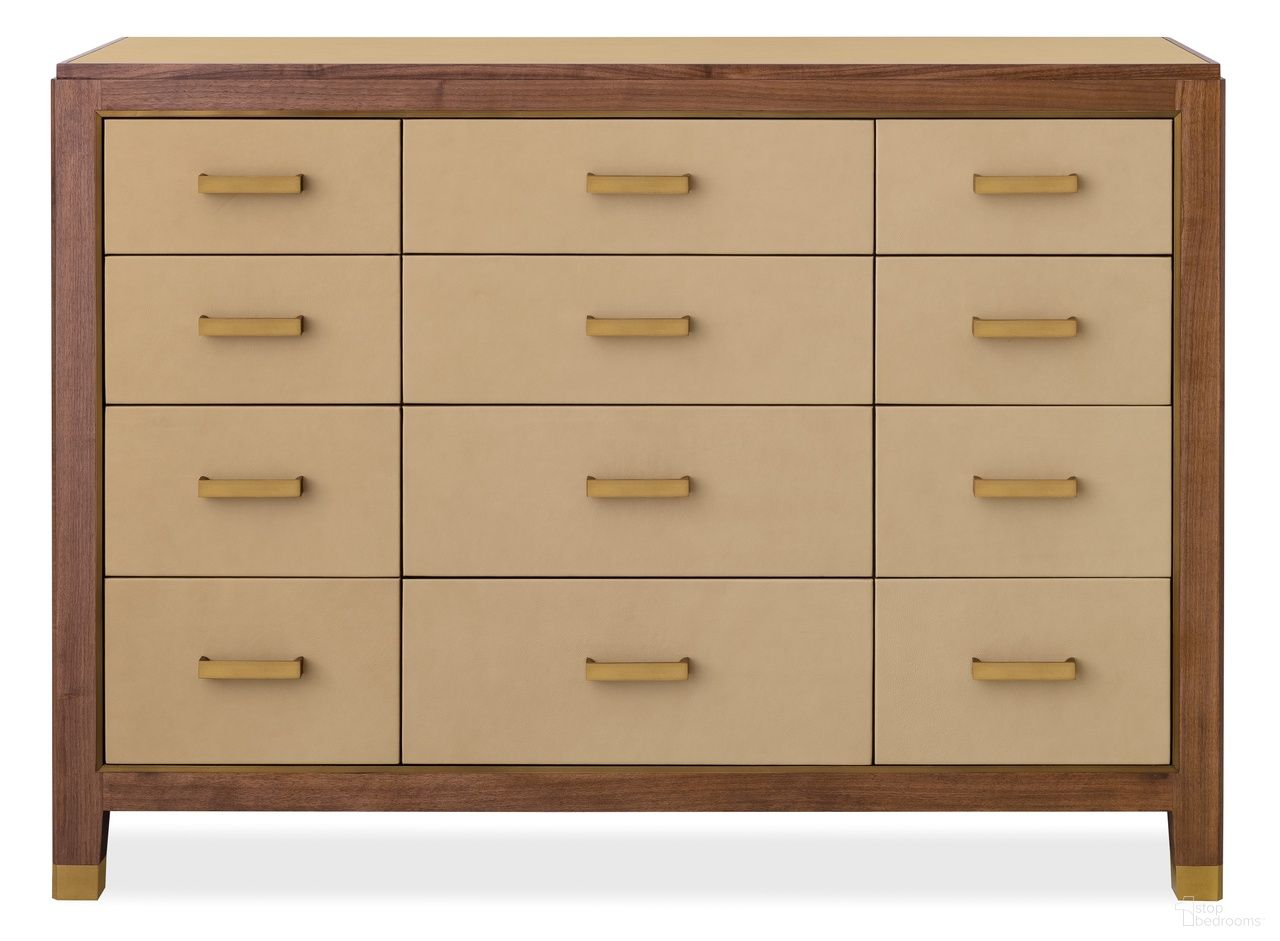 The appearance of Melange Zurich Accent Drawer Chest In Walnut designed by Hooker in the transitional interior design. This ivory and walnut piece of furniture was selected by 1StopBedrooms from Melange Collection to add a touch of cosiness and style into your home. Sku: 628-90011-05. Material: Walnut Veneer.