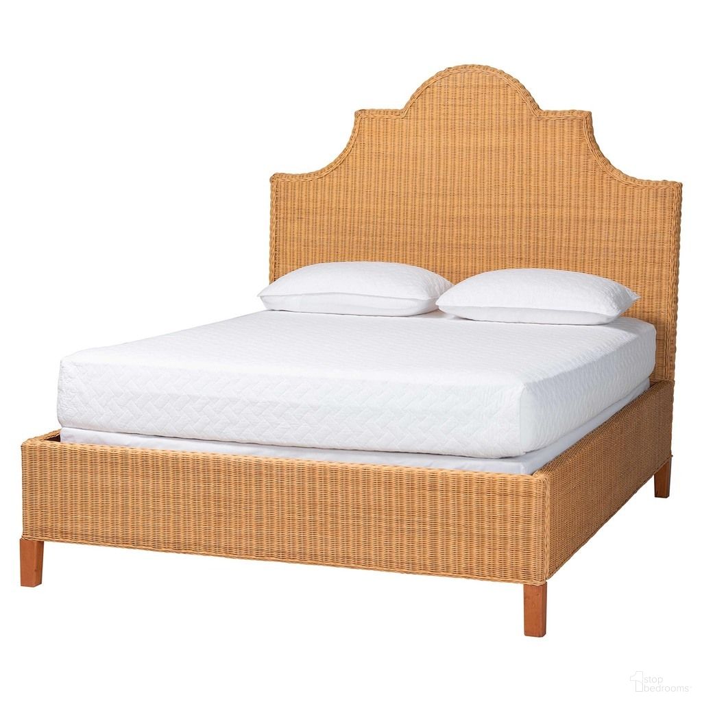 The appearance of Melanie Handwoven Rattan Queen Bed Frame with Scalloped Headboard In Light Honey designed by Baxton Studio in the bohemian interior design. This light honey piece of furniture was selected by 1StopBedrooms from Melanie Collection to add a touch of cosiness and style into your home. Sku: Melanie-Wood/Light Honey-Queen. Bed Type: Platform Bed. Bed Size: Queen. Material: Mahogany.