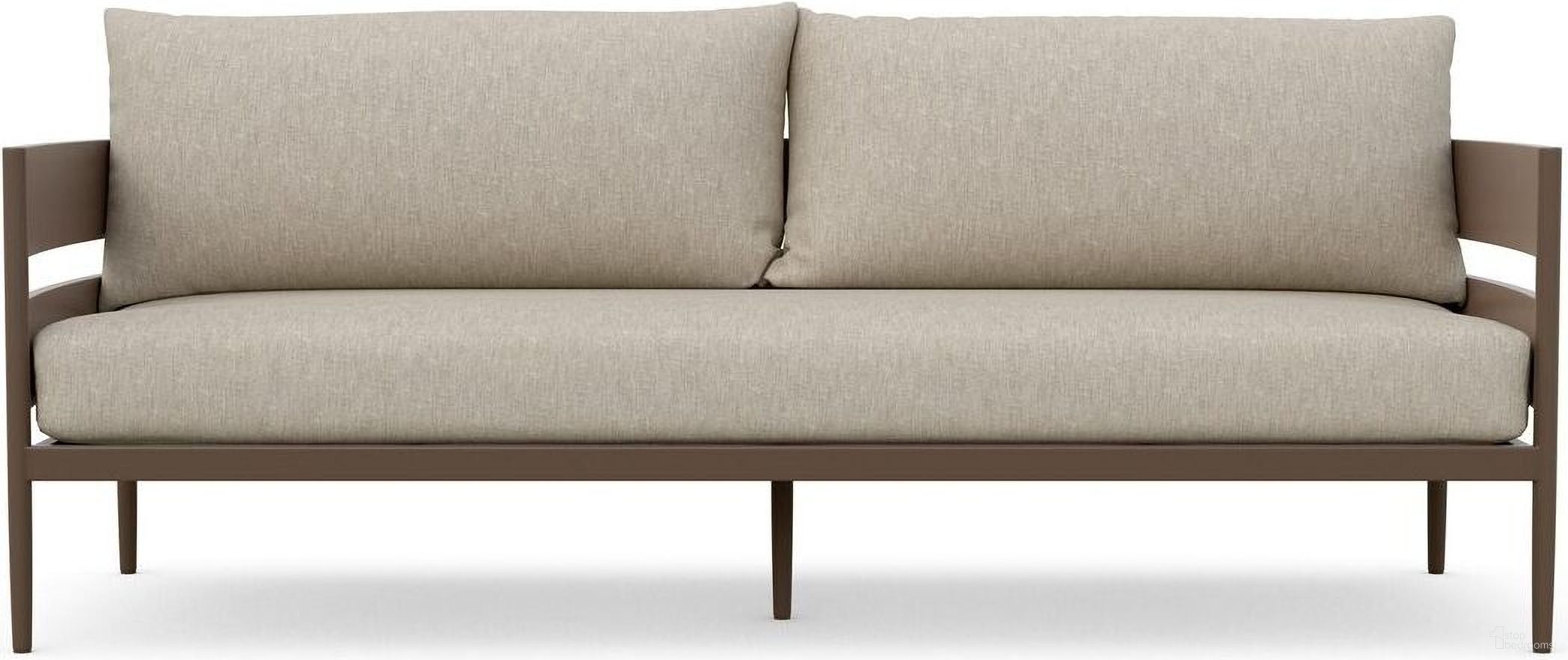 The appearance of Melbourne 3 Seat Sofa with Cushion In Cashew and Matte Bronze designed by Azzurro Living in the modern / contemporary interior design. This cashew/matte bronze piece of furniture  was selected by 1StopBedrooms from Melbourne Collection to add a touch of cosiness and style into your home. Sku: MEL-A19S3-CU. Material: Aluminum.