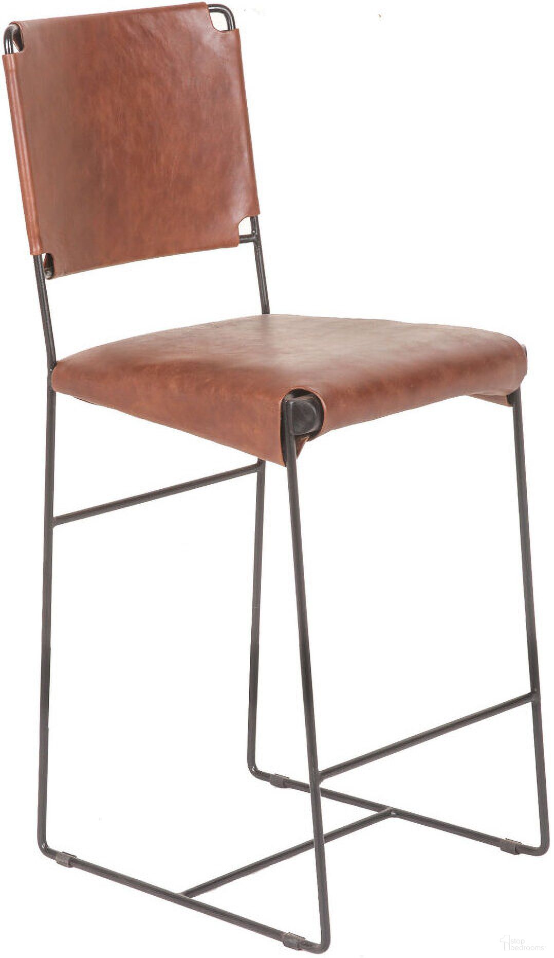 The appearance of Melbourne Counter Chair In Tobacco Leather designed by Home Trends and Design in the transitional interior design. This tobacco piece of furniture  was selected by 1StopBedrooms from Melbourne Collection to add a touch of cosiness and style into your home. Sku: ZWMELBCCTB. Material: Reclaimed Iron.