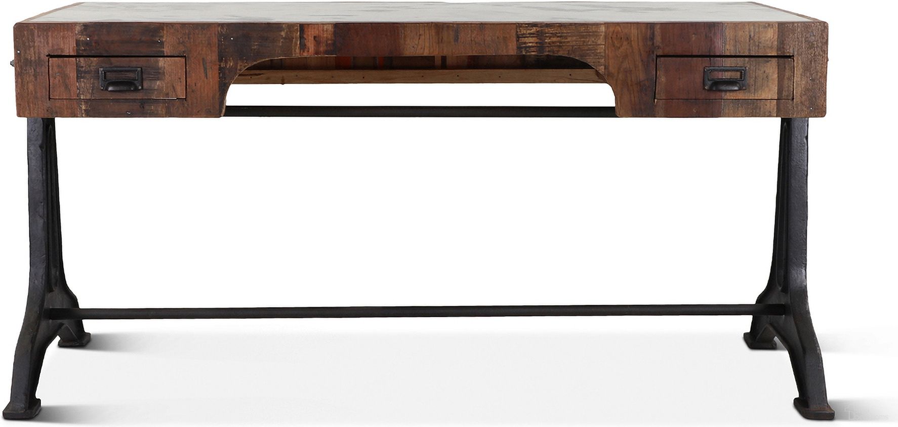 Melbourne Office Desk In Teak Wood with Natural Marble Inlay