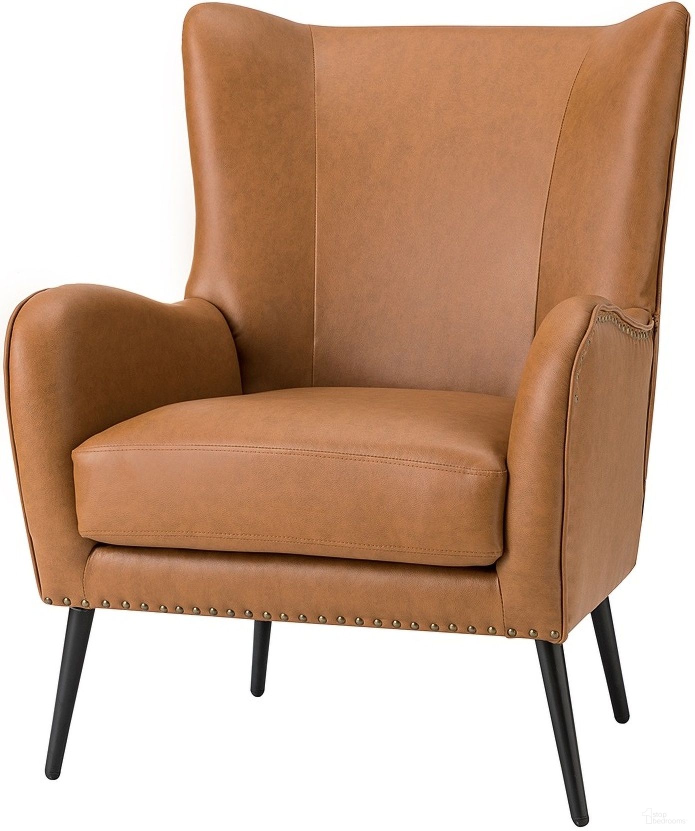 The appearance of Meleagrides Armchair In Camel designed by Karat Home in the modern / contemporary interior design. This camel piece of furniture was selected by 1StopBedrooms from Meleagrides Collection to add a touch of cosiness and style into your home. Sku: CHDT0511-CAMEL. Material: Faux Leather.