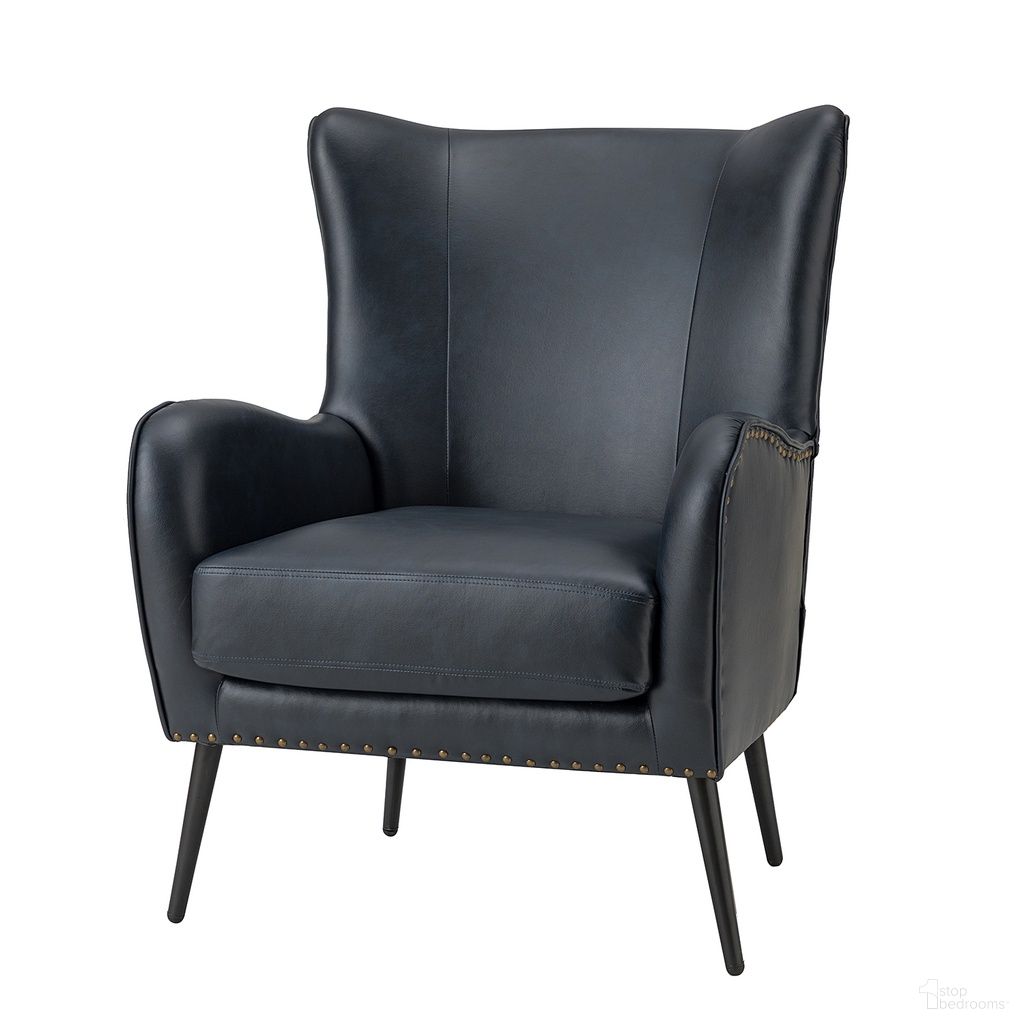 The appearance of Meleagrides Armchair In Navy designed by Karat Home in the modern / contemporary interior design. This navy piece of furniture was selected by 1StopBedrooms from Meleagrides Collection to add a touch of cosiness and style into your home. Sku: CHDT0511-NAVY. Material: Faux Leather.