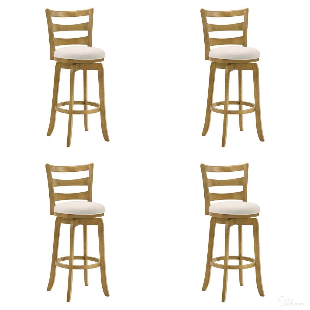 The appearance of Melindra Swivel Bar Height Bar Stool Set of 4 In Amber Glow and White designed by Armen Living in the modern / contemporary interior design. This amber glow and white piece of furniture  was selected by 1StopBedrooms from Melindra Collection to add a touch of cosiness and style into your home. Sku: LCMLBAWHAG30;LCMLBAWHAG30;LCMLBAWHAG30;LCMLBAWHAG30. Material: Polyester.