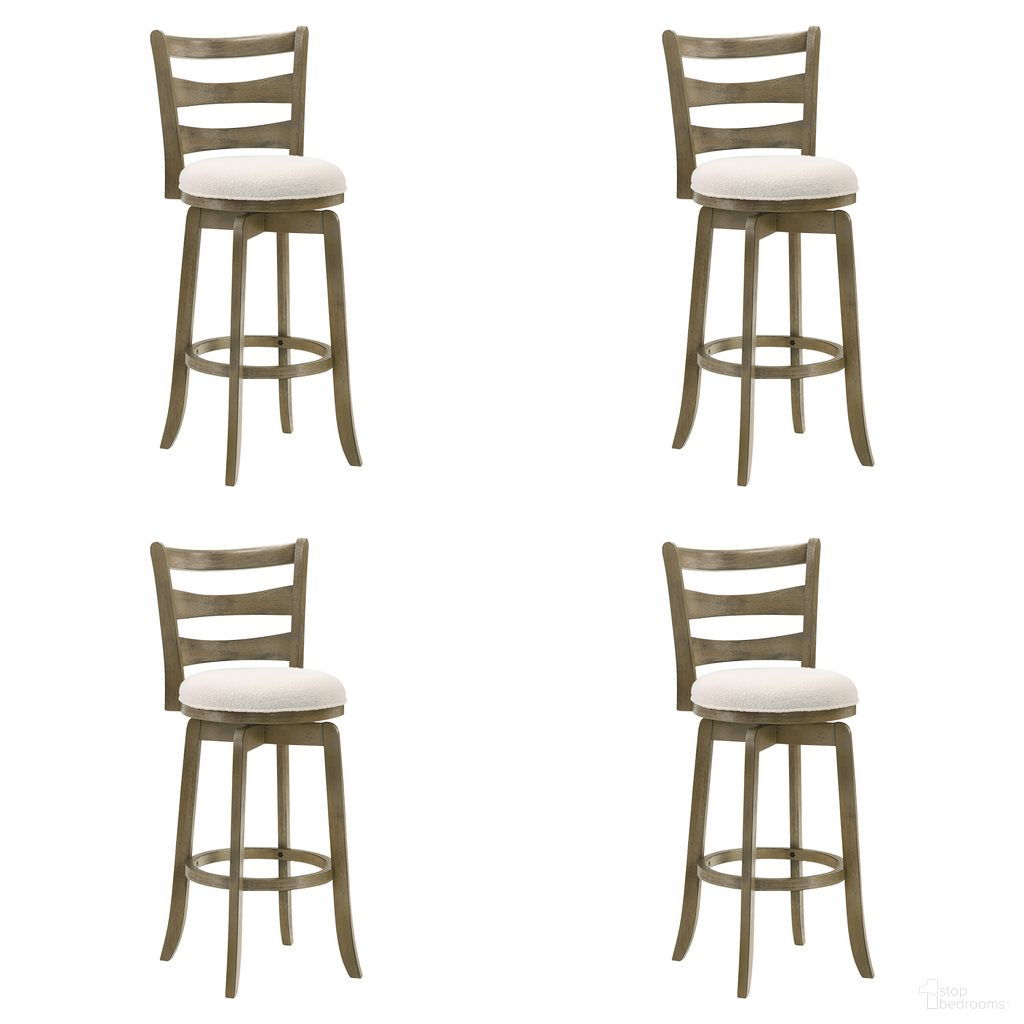 The appearance of Melindra Swivel Bar Height Bar Stool Set of 4 In Putty Brown and White designed by Armen Living in the modern / contemporary interior design. This putty brown and white piece of furniture was selected by 1StopBedrooms from Melindra Collection to add a touch of cosiness and style into your home. Sku: LCMLBAWHPB30;LCMLBAWHPB30;LCMLBAWHPB30;LCMLBAWHPB30. Material: Polyester.