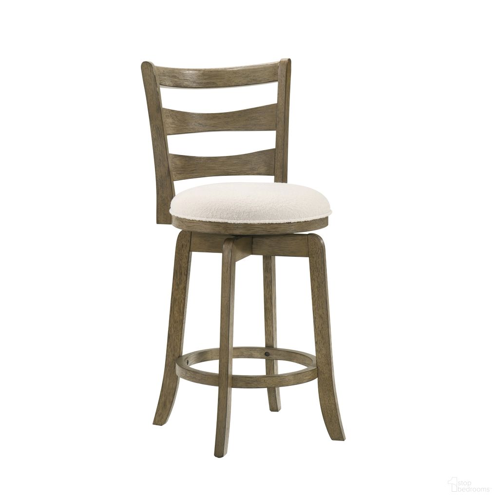 The appearance of Melindra Swivel Counter Height Bar Stool In Putty Brown and White designed by Armen Living in the modern / contemporary interior design. This putty brown and white piece of furniture was selected by 1StopBedrooms from Melindra Collection to add a touch of cosiness and style into your home. Sku: LCMLBAWHPB26. Material: Polyester.