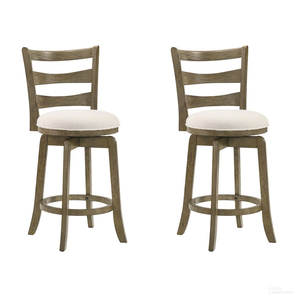 The appearance of Melindra Swivel Counter Height Bar Stool Set of 2 In Putty Brown and White designed by Armen Living in the modern / contemporary interior design. This putty brown and white piece of furniture was selected by 1StopBedrooms from Melindra Collection to add a touch of cosiness and style into your home. Sku: LCMLBAWHPB26;LCMLBAWHPB26. Material: Polyester.