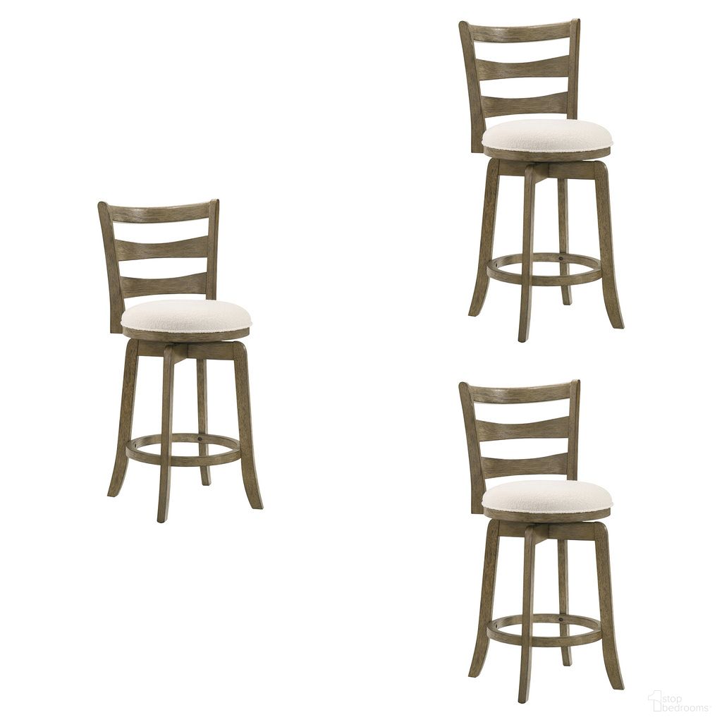 The appearance of Melindra Swivel Counter Height Bar Stool Set of 3 In Putty Brown and White designed by Armen Living in the modern / contemporary interior design. This putty brown and white piece of furniture was selected by 1StopBedrooms from Melindra Collection to add a touch of cosiness and style into your home. Sku: LCMLBAWHPB26;LCMLBAWHPB26;LCMLBAWHPB26. Material: Polyester.